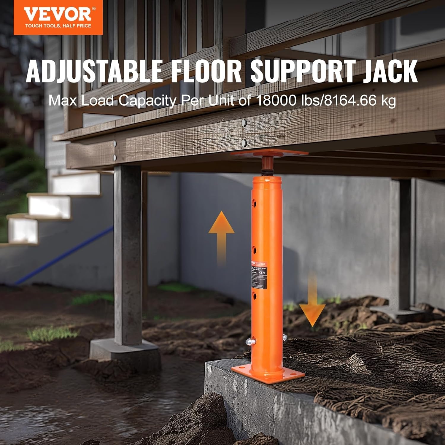 image:imageVEVOR House Floor Jack 5393 Height Range 18000 lbs Max Load Capacity Adjustable Support Beam Basement Jack Post Pole for Leveling Lift Support Steel Telescoping Jack Post for Temporary Support Adjustable Beam Basement Jack Post Pole for Leveling Lift Support Steel Telescoping Post for Temporary Support Construction1936