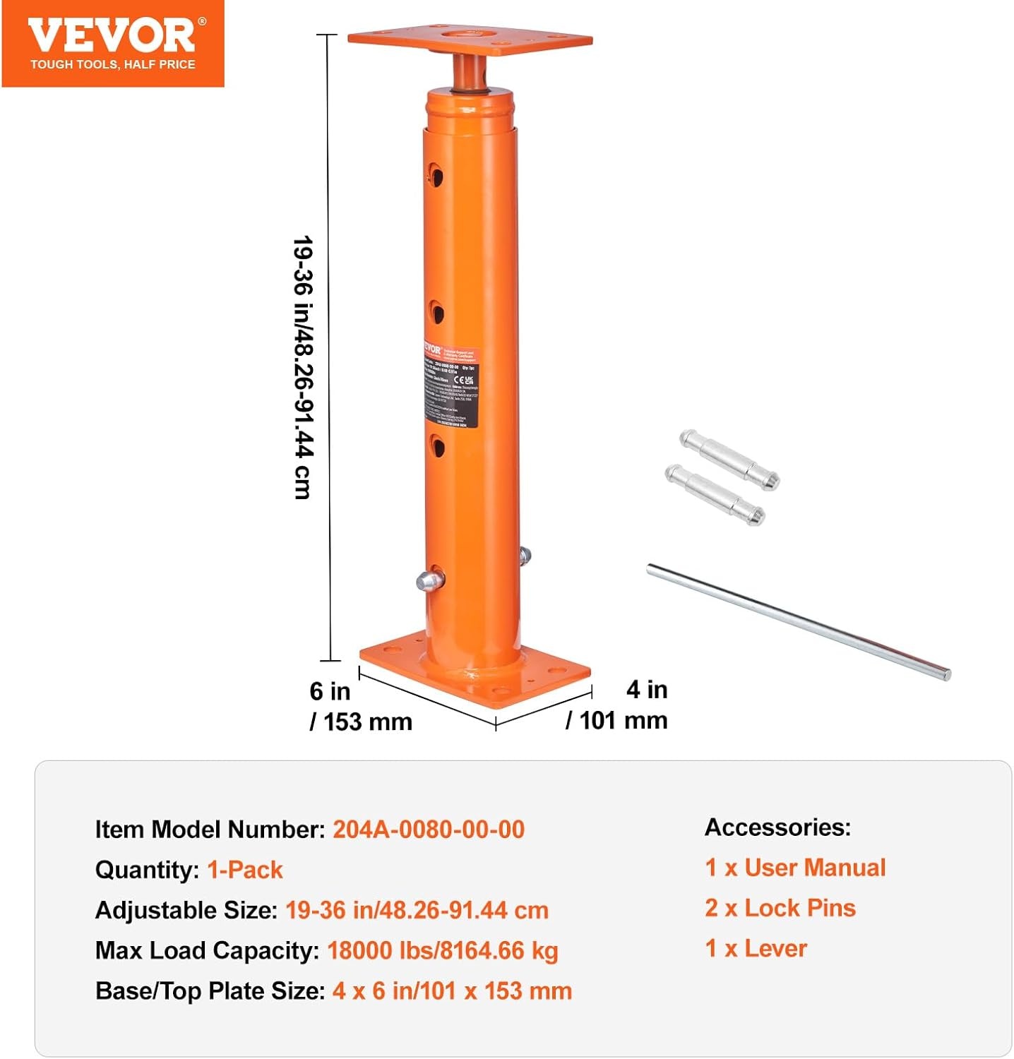image:imageVEVOR House Floor Jack 5393 Height Range 18000 lbs Max Load Capacity Adjustable Support Beam Basement Jack Post Pole for Leveling Lift Support Steel Telescoping Jack Post for Temporary Support Adjustable Beam Basement Jack Post Pole for Leveling Lift Support Steel Telescoping Post for Temporary Support Construction1936