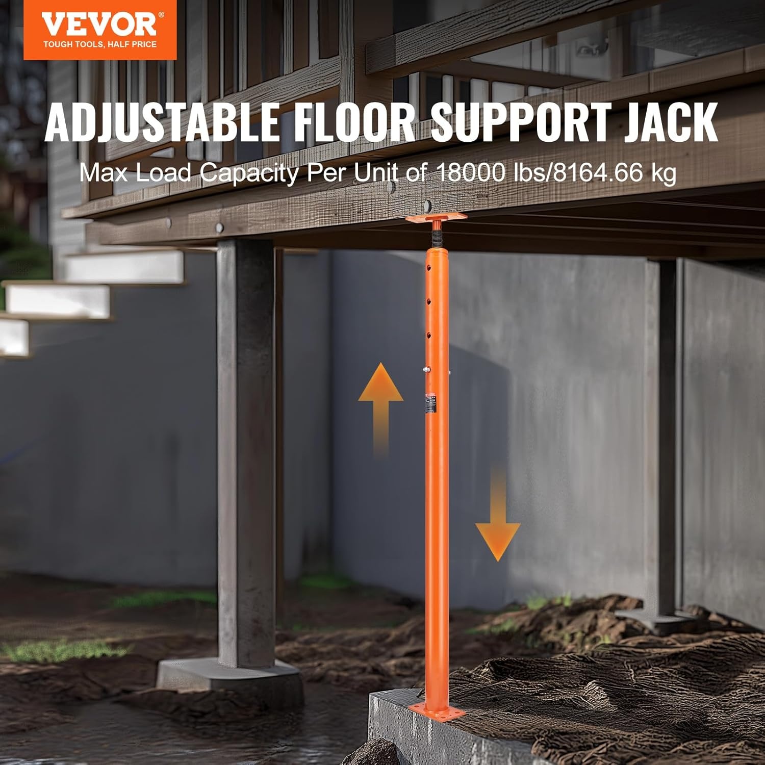 image:imageVEVOR House Floor Jack 5393 Height Range 18000 lbs Max Load Capacity Adjustable Support Beam Basement Jack Post Pole for Leveling Lift Support Steel Telescoping Jack Post for Temporary Support Adjustable Beam Basement Jack Post Pole for Leveling Lift Support Steel Telescoping Post for Temporary Support Construction5393