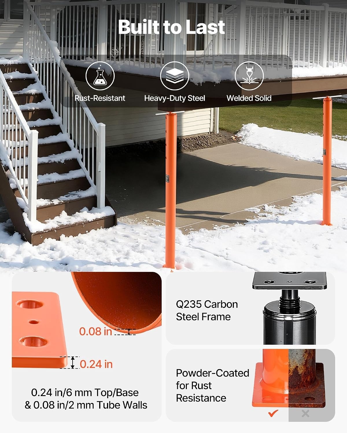 image:imageVEVOR House Floor Jacks 2 Pack 54150 Inch Height Range 11200 lbs Max Load Capacity Adjustable Support Beam Basement Jack Post Pole for Leveling Lift Steel Telescoping Post for Temporary Support54150