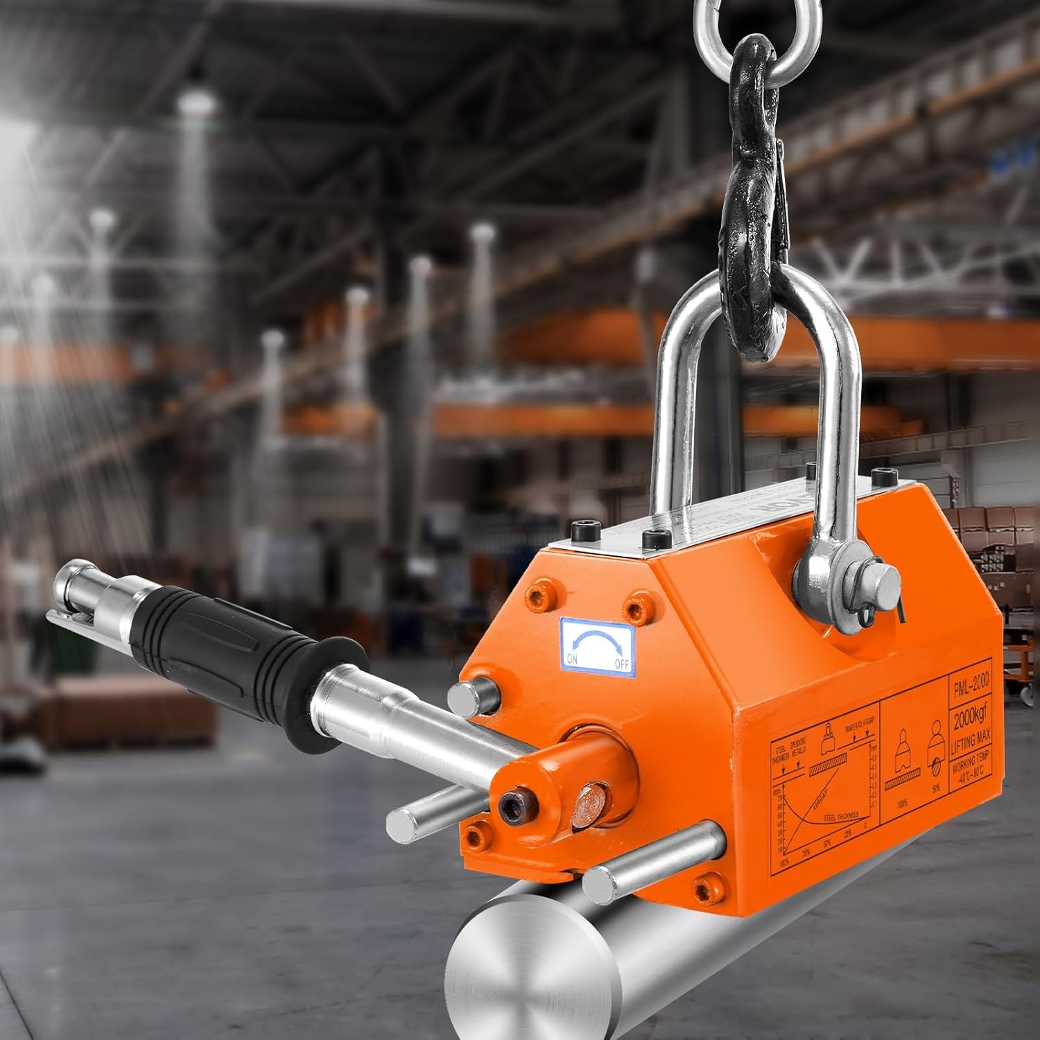 image:imageVEVOR Magnetic Lifter 600kg Pulling Capacity 25 Safety Factor Steel and Neodymium Lifting Magnet with Release Permanent Lift Magnets Heavy Duty Magnet for Hoist Block Shop Crane4400 lbs2000 kg
