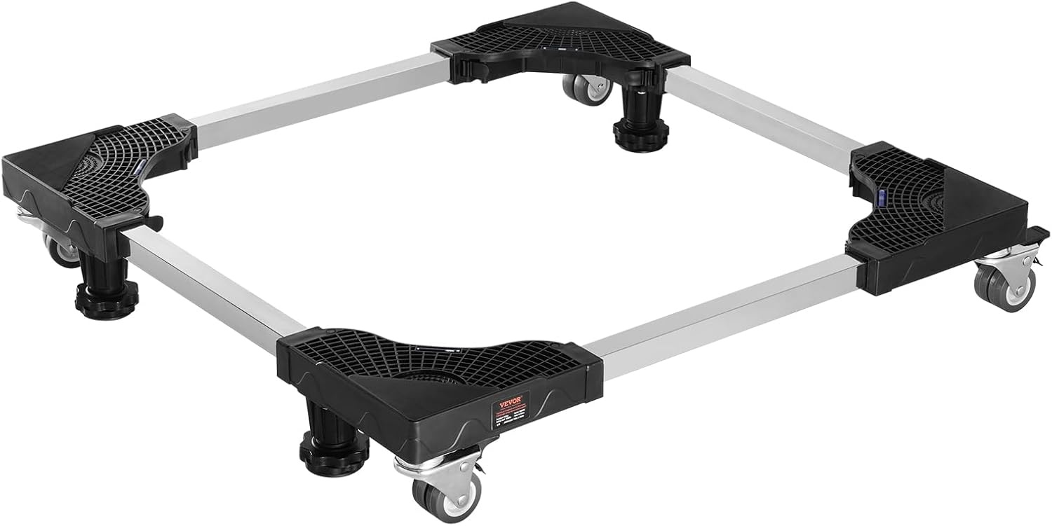 image:imageVEVOR Mini Fridge Stand 275 to 354 Universal Mobile Base with 4 Strong Feet 4 Locking Swivel Wheels Adjustable Furniture Mover Mobile Base for Washing Machine Refrigerator Washer and Dryer