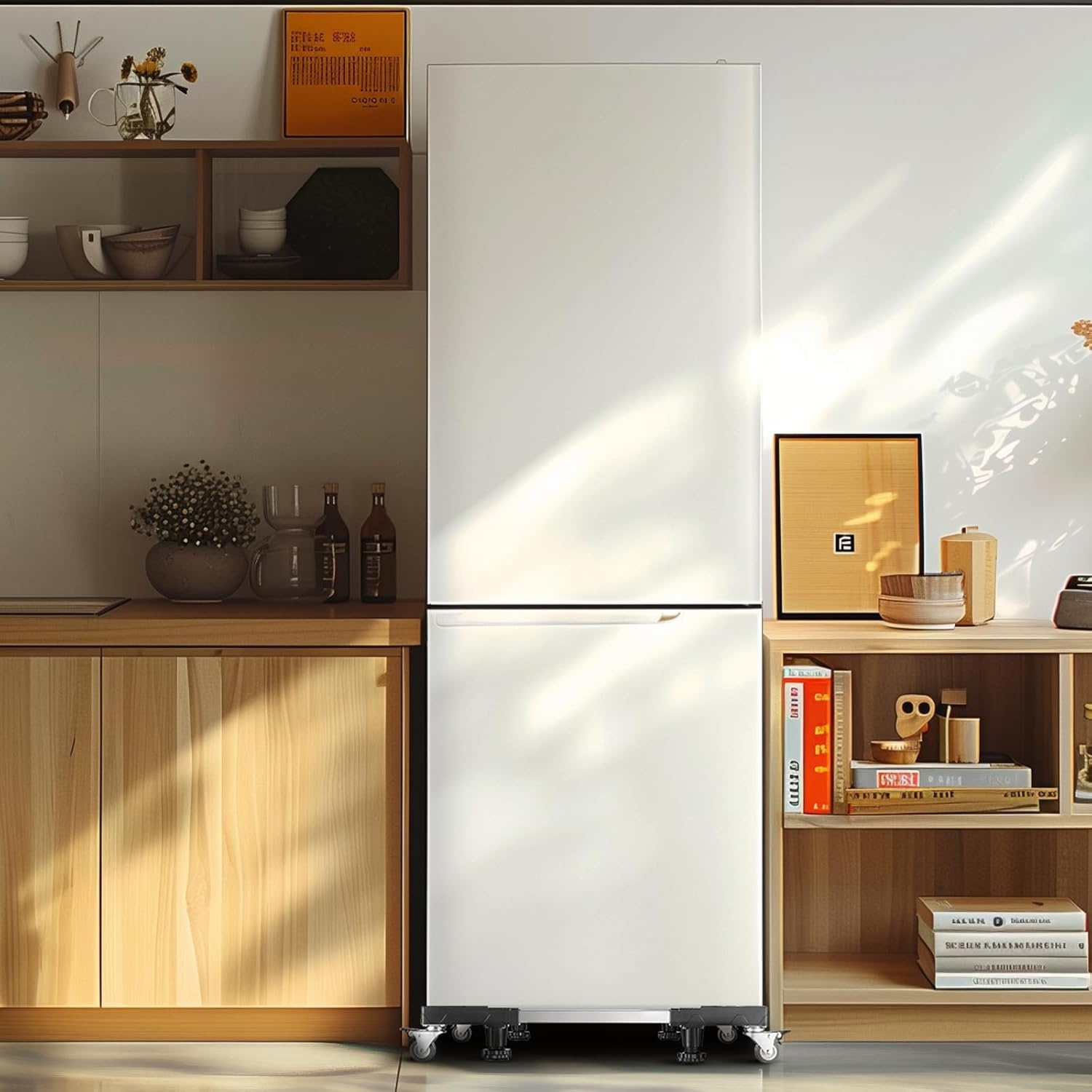 image:imageVEVOR Mini Fridge Stand 275 to 354 Universal Mobile Base with 4 Strong Feet 4 Locking Swivel Wheels Adjustable Furniture Mover Mobile Base for Washing Machine Refrigerator Washer and Dryer