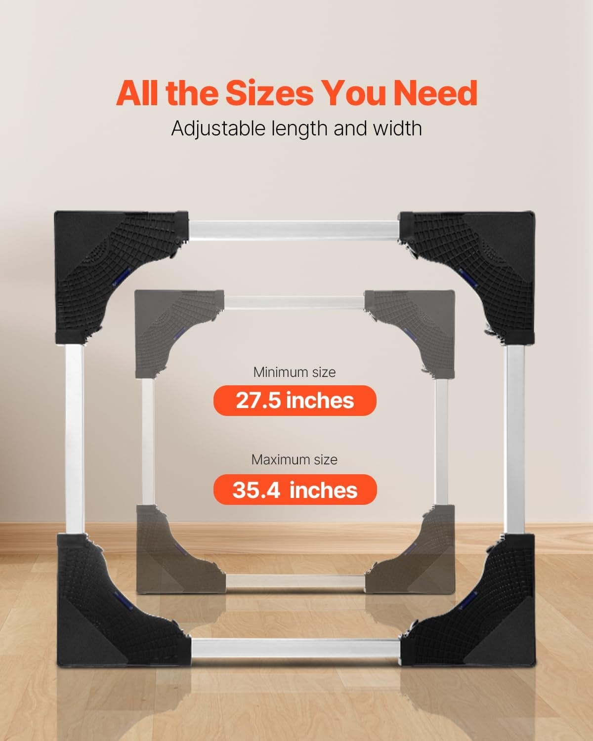 image:imageVEVOR Mini Fridge Stand 275 to 354 Universal Mobile Base with 4 Strong Feet 4 Locking Swivel Wheels Adjustable Furniture Mover Mobile Base for Washing Machine Refrigerator Washer and Dryer
