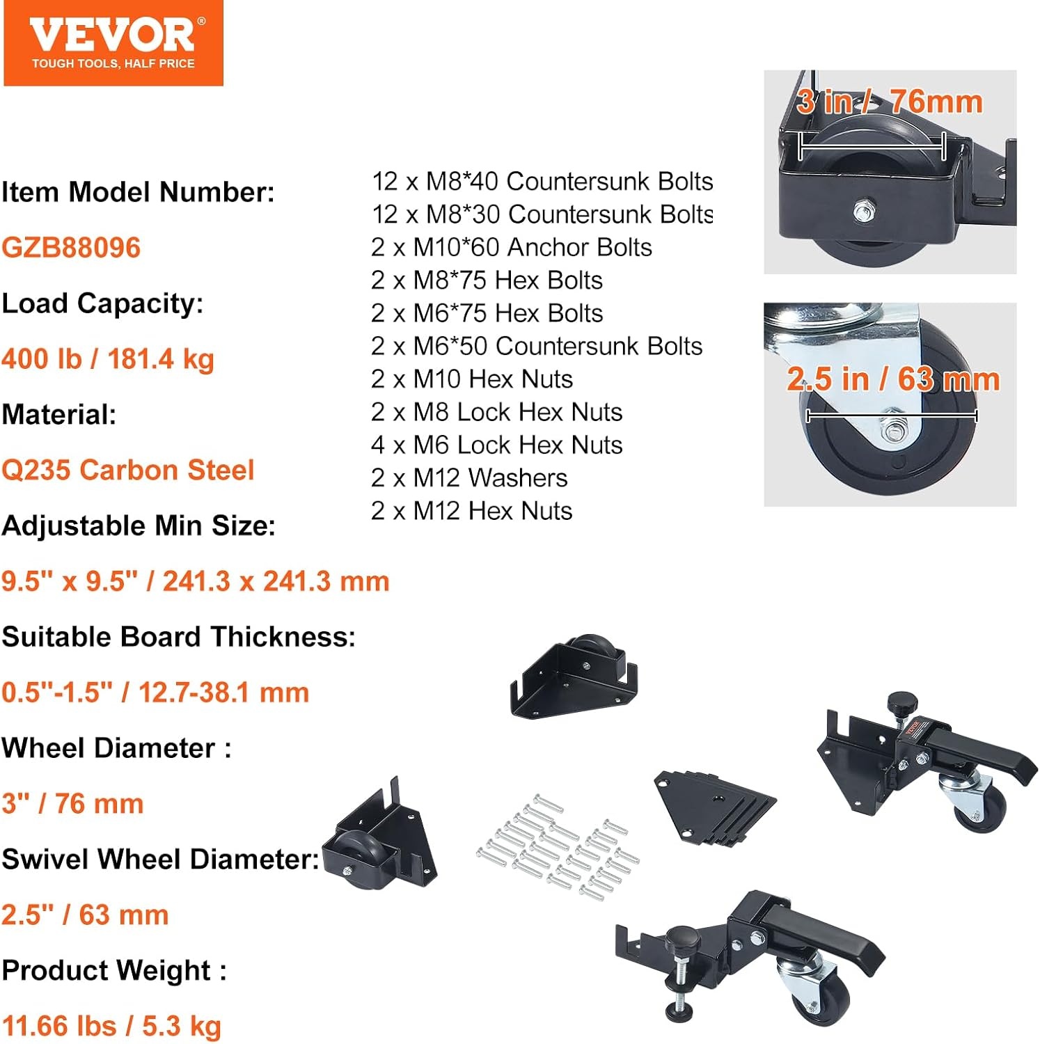 image:imageVEVOR Mobile Base 400 lbs Weight Capacity Adjustable from 95 x 95 to Infinity Heavy Duty Universal Mobile Base Stand with Swivel Wheels for Woodworking Equipment Bandsaw Power Tools MachinesMedium