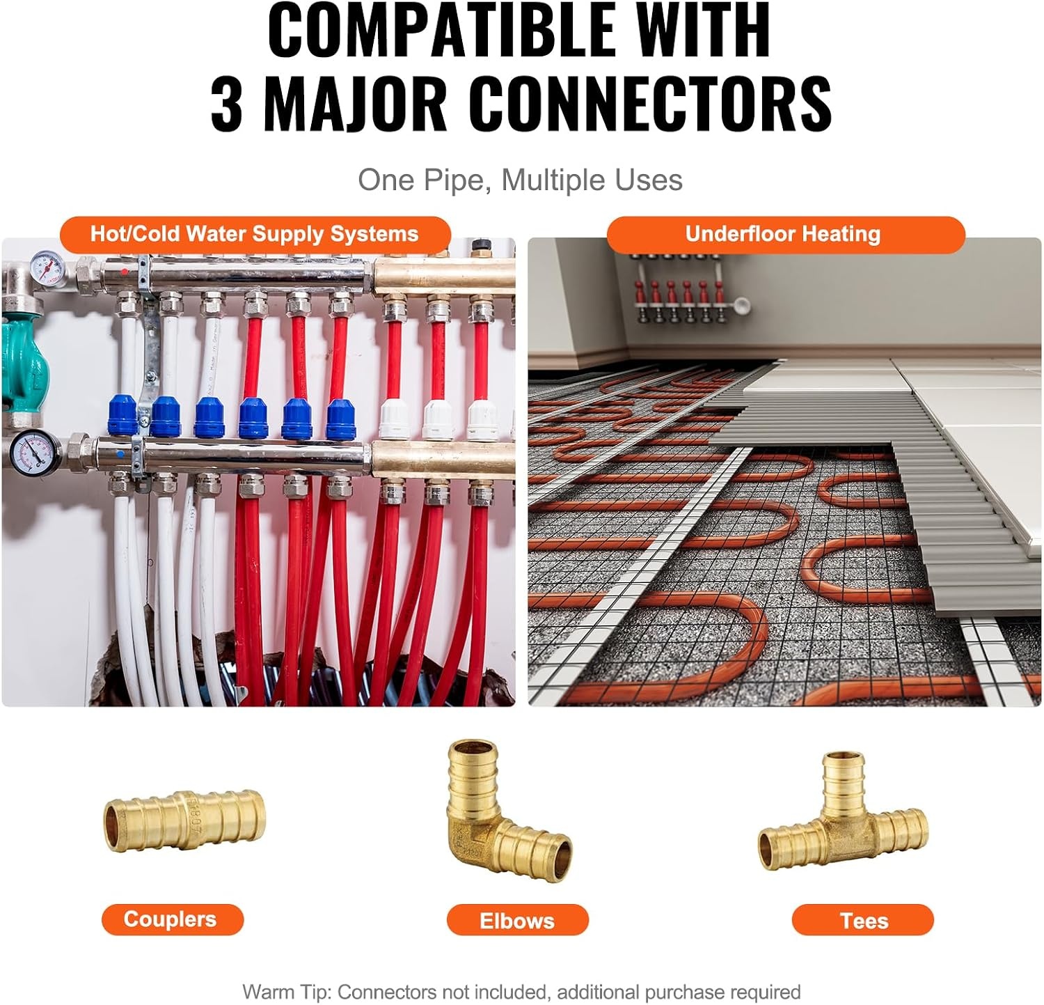 image:imageVEVOR PEX Pipe 34 Inch 100 Feet NonOxygen Barrier PEXA Flexible Pipe Tubing for Potable Water for HotCold Water amp Easily Restore Plumbing Applications with Free CutterWhite Pipe Tubing for Potable Hot Cold Water amp Easily Restore Plumbing Applications with Free Cutter WhiteWhite