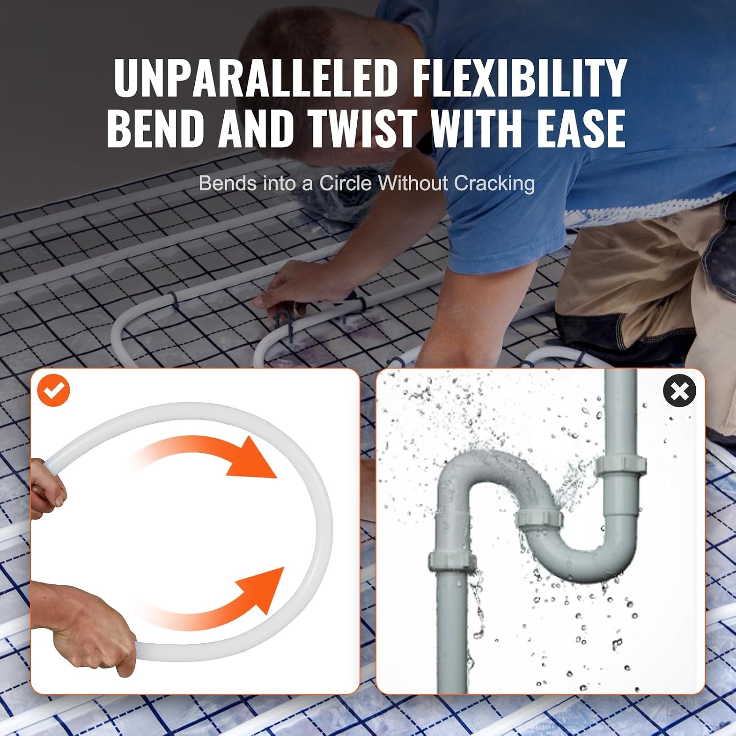 image:imageVEVOR PEX Pipe 34 Inch 100 Feet NonOxygen Barrier PEXA Flexible Pipe Tubing for Potable Water for HotCold Water amp Easily Restore Plumbing Applications with Free CutterWhite Pipe Tubing for Potable Hot Cold Water amp Easily Restore Plumbing Applications with Free Cutter WhiteWhite