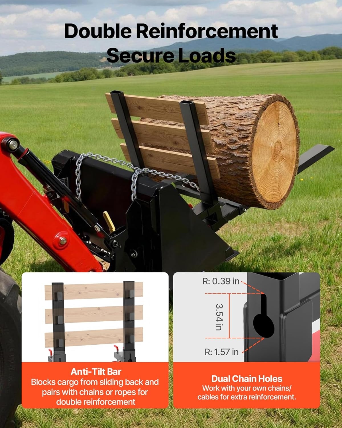 image:imageVEVOR Pallet Forks 4000 lbs Clamp on Pallet Forks 60Inch Total Length HeavyDuty Tractor Fork with AntiTilt Bar amp Adjustable Stabilizer Bar Fit for Loader Bucket Skid Steer Tractor Black