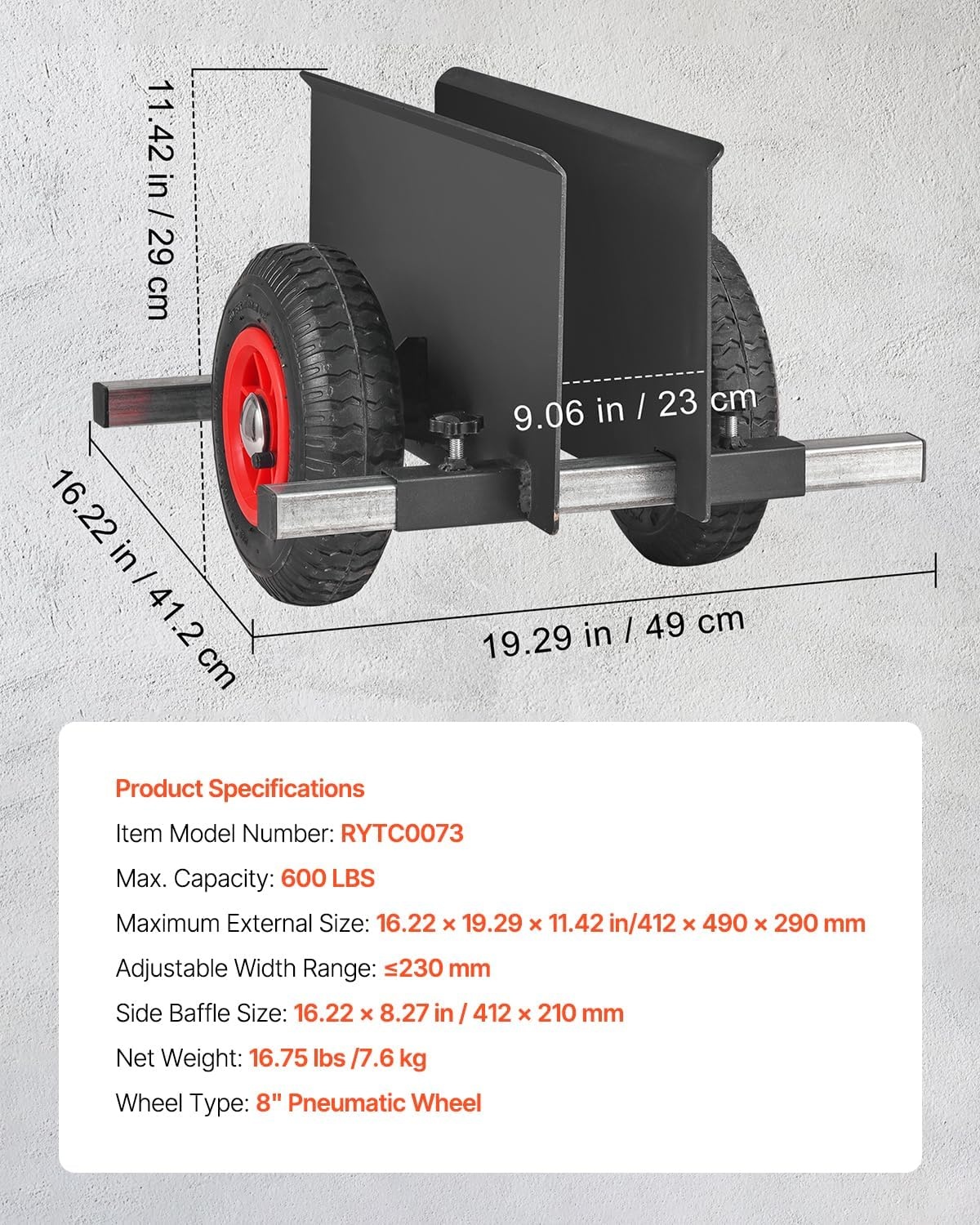 image:imageVEVOR Panel Dolly 600LBS HeavyDuty Drywall Mover with 8 Pneumatic Wheels Adjustable Clamp Panel Cart for Drywall Sheet All Terrain Moving Cart600LBS