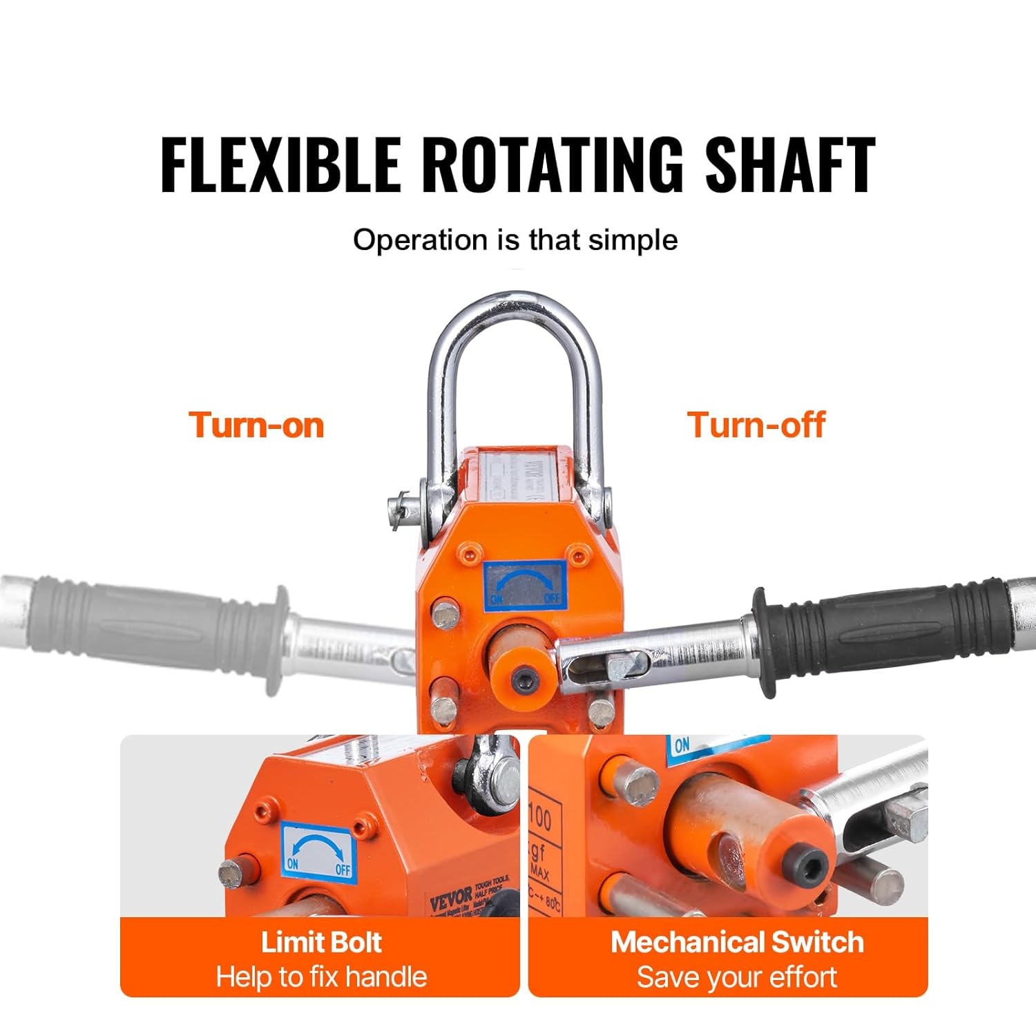 image:imageVEVOR Permanent Magnetic Lifter 880 lbs Pulling Capacity Heavy Duty N42 Neodymium Lifting Magnet with Release Handle and Steel Hook Used in Shop Crane and Hoist for Lifting Plate Steel Board220 lbs100 kg Magnetic Lifter