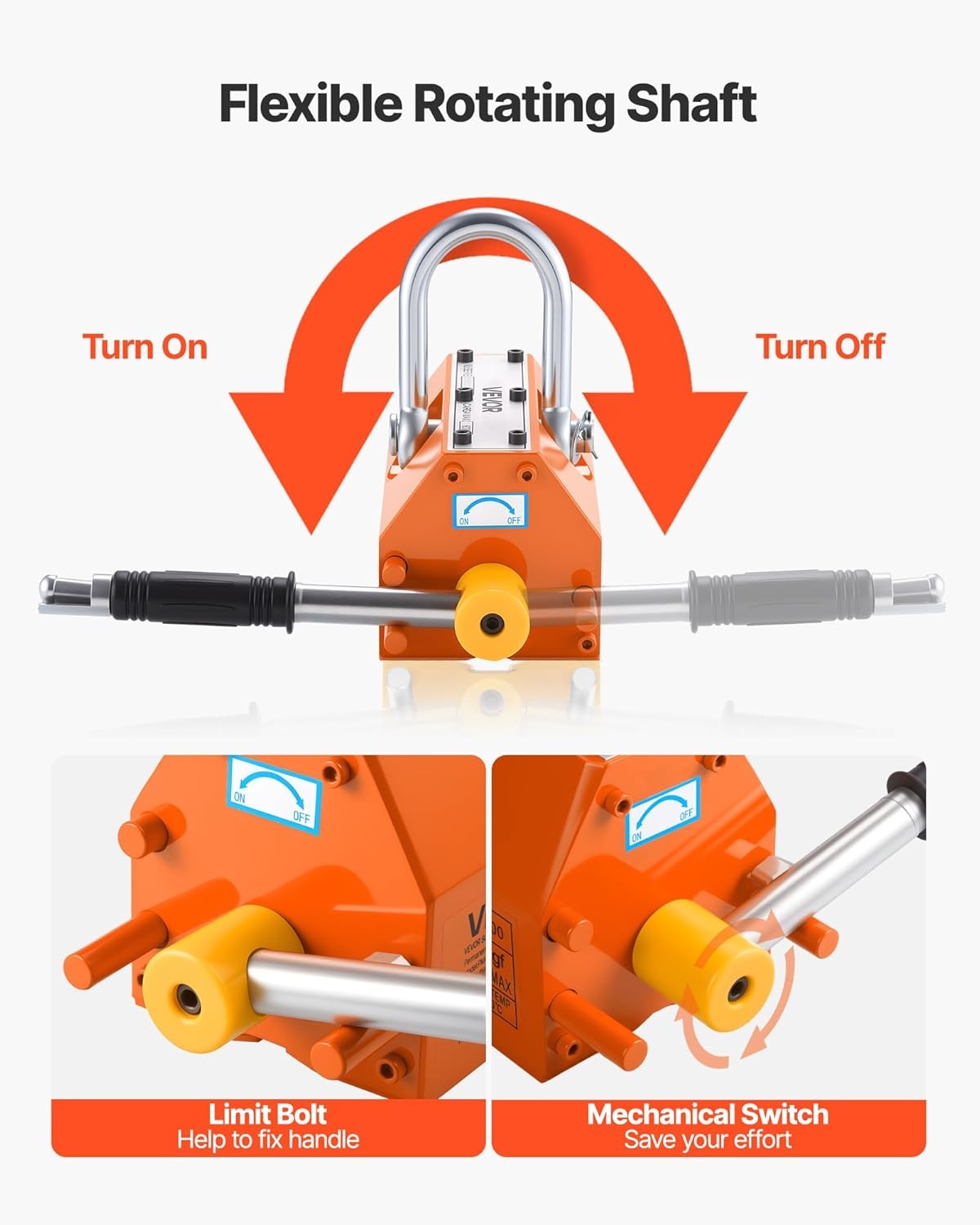 image:imageVEVOR Permanent Magnetic Lifter 880 lbs Pulling Capacity Heavy Duty N42 Neodymium Lifting Magnet with Release Handle and Steel Hook Used in Shop Crane and Hoist for Lifting Plate Steel Board1320 lbs600 kg Lid Lifter Dolly