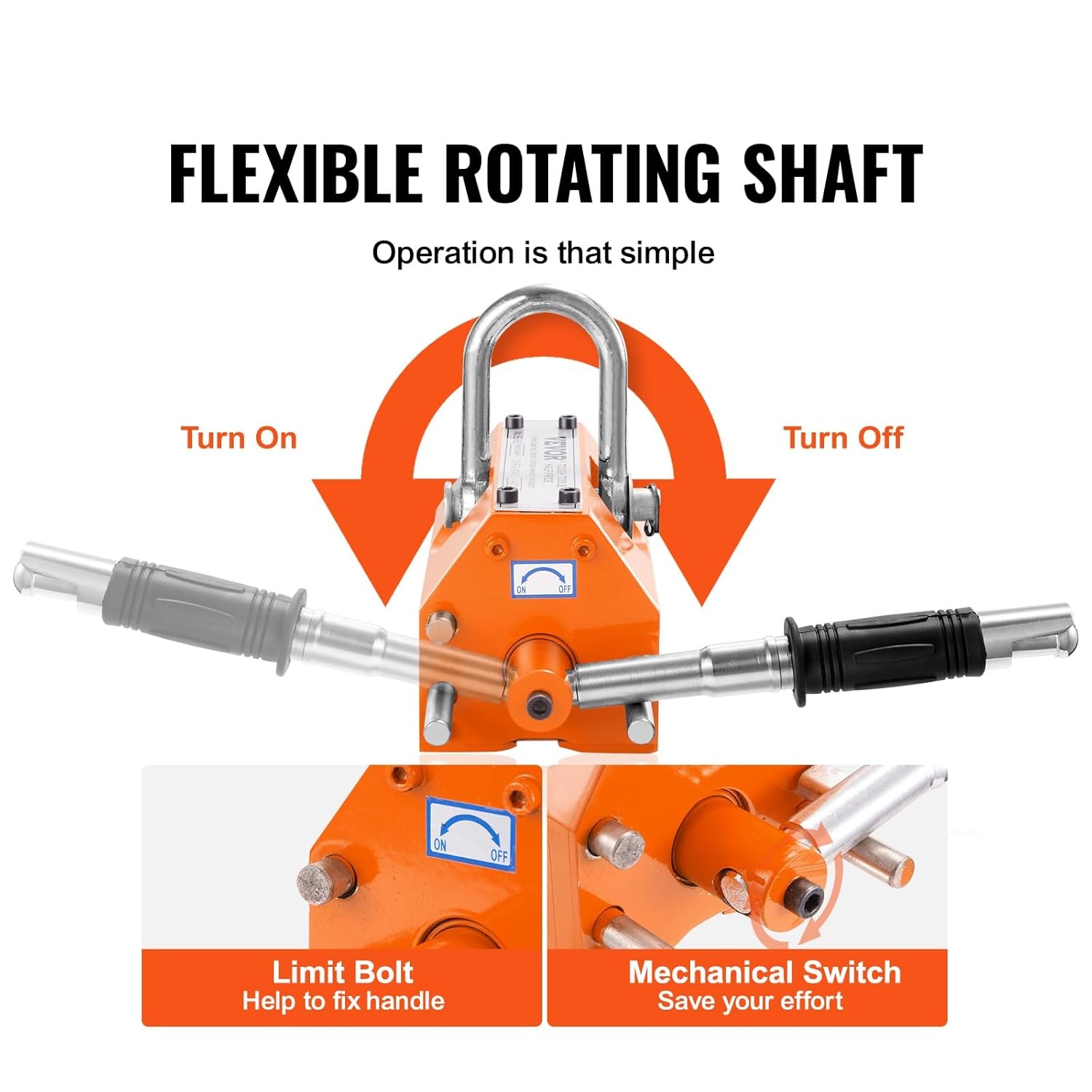 image:imageVEVOR Permanent Magnetic Lifter 880 lbs Pulling Capacity Heavy Duty N42 Neodymium Lifting Magnet with Release Handle and Steel Hook Used in Shop Crane and Hoist for Lifting Plate Steel Board660 lbs300 kg Magnetic Lifter