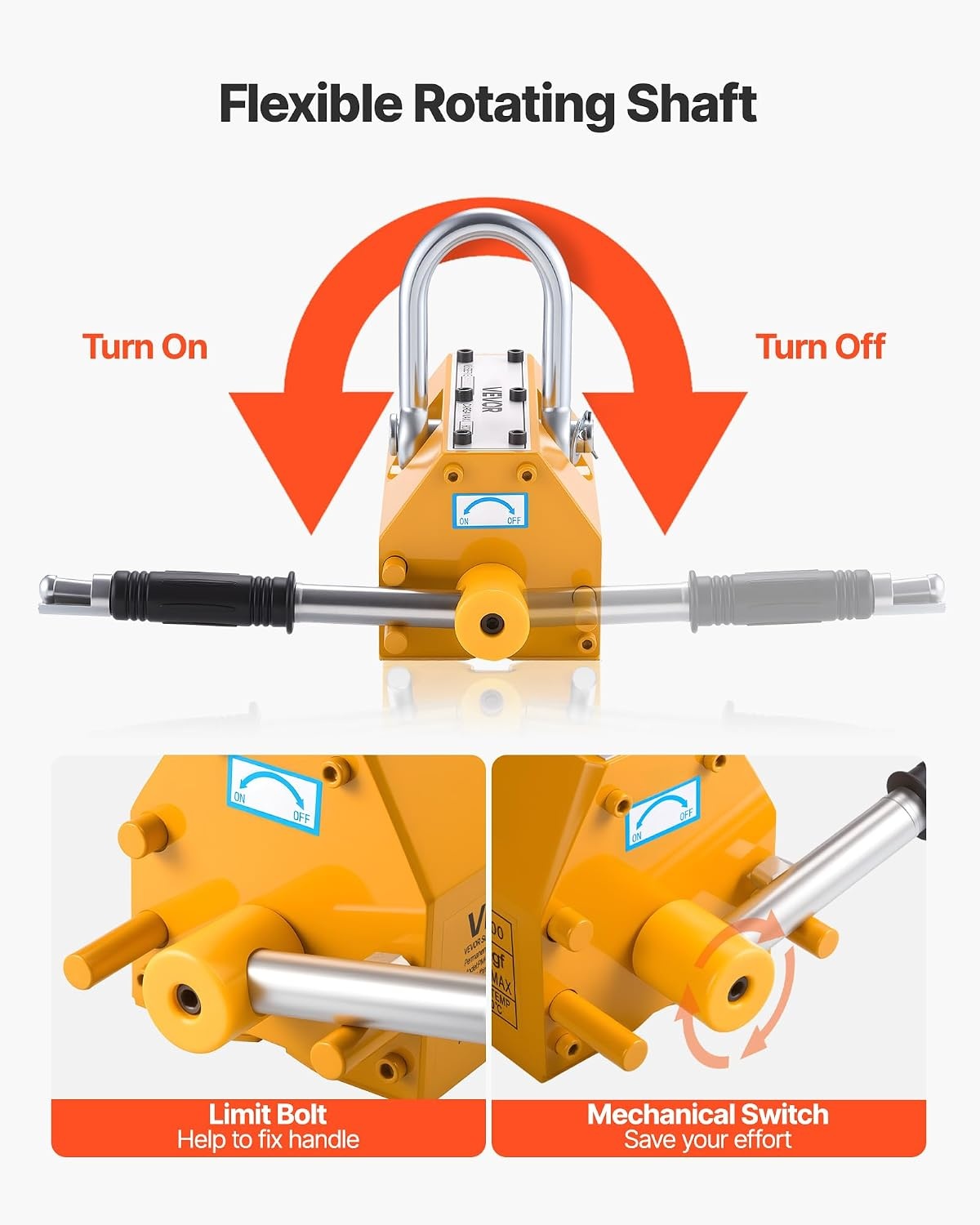 image:imageVEVOR Permanent Magnetic Lifter 880 lbs Pulling Capacity Heavy Duty N42 Neodymium Lifting Magnet with Release Handle and Steel Hook Used in Shop Crane and Hoist for Lifting Plate Steel Board1320 lbs600 kg Magnetic Lifter