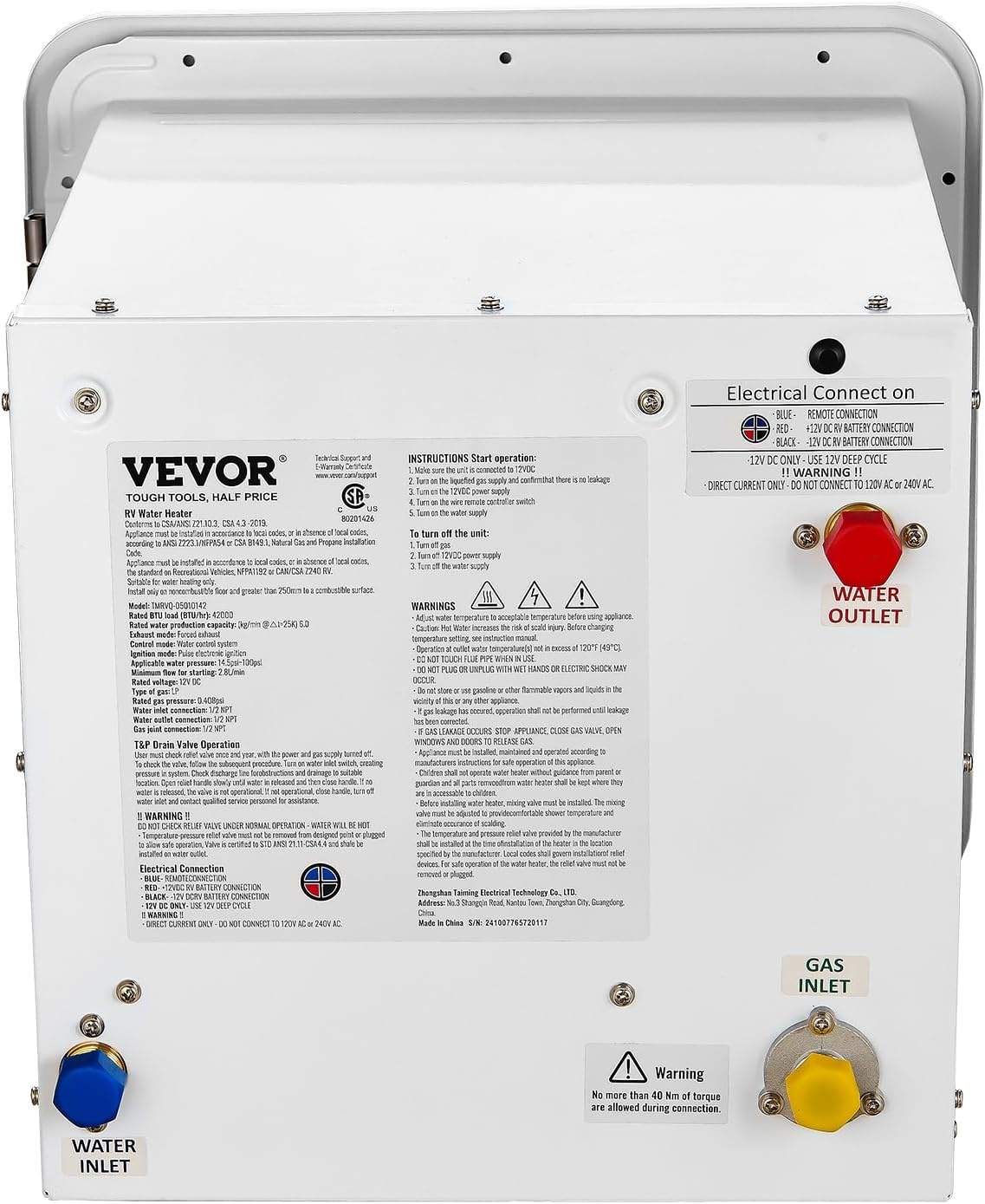 image:imageVEVOR RV Tankless Water Heater 65000 BTU Instant Shower with 15 x 15 in White Door and Remote Controller Ideal for RVers Family Everyday Use