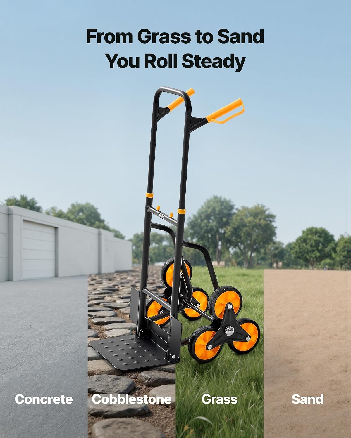 image:imageVEVOR Stair Climbing Cart 770 lbs StairClimbing Capacity HeavyDuty Folding Trolley Cart with Telescoping Handle 6 Wheels and 2 Bungee Cords Stair Climber Dolly for Home Groceries Warehouse