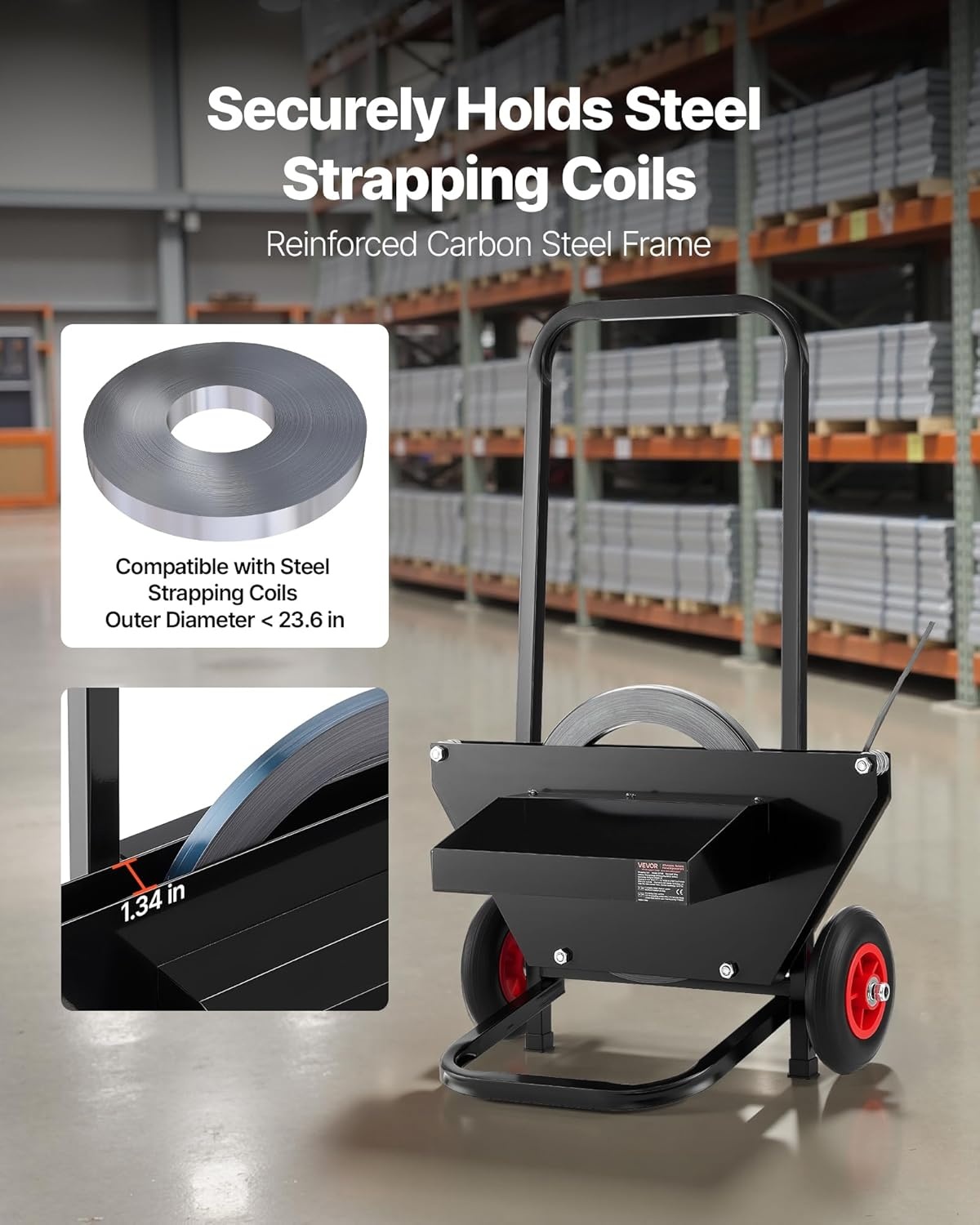 image:imageVEVOR Steel Strapping Coil 34 in x 002 in x 1640 ft Metal Strapping Banding Roll Withstands Harsh Environment 1700 lbs Break Strength Heavy Duty Banding Pallet Strap Coil for Pallet Packingfor STEEL Strapping 236 Core