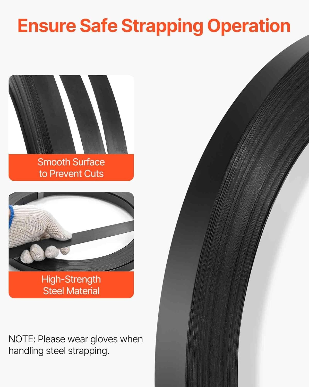 image:imageVEVOR Steel Strapping Coil 34 in x 002 in x 1640 ft Metal Strapping Banding Roll Withstands Harsh Environment 1700 lbs Break Strength Heavy Duty Banding Pallet Strap Coil for Pallet Packing34W x 300L