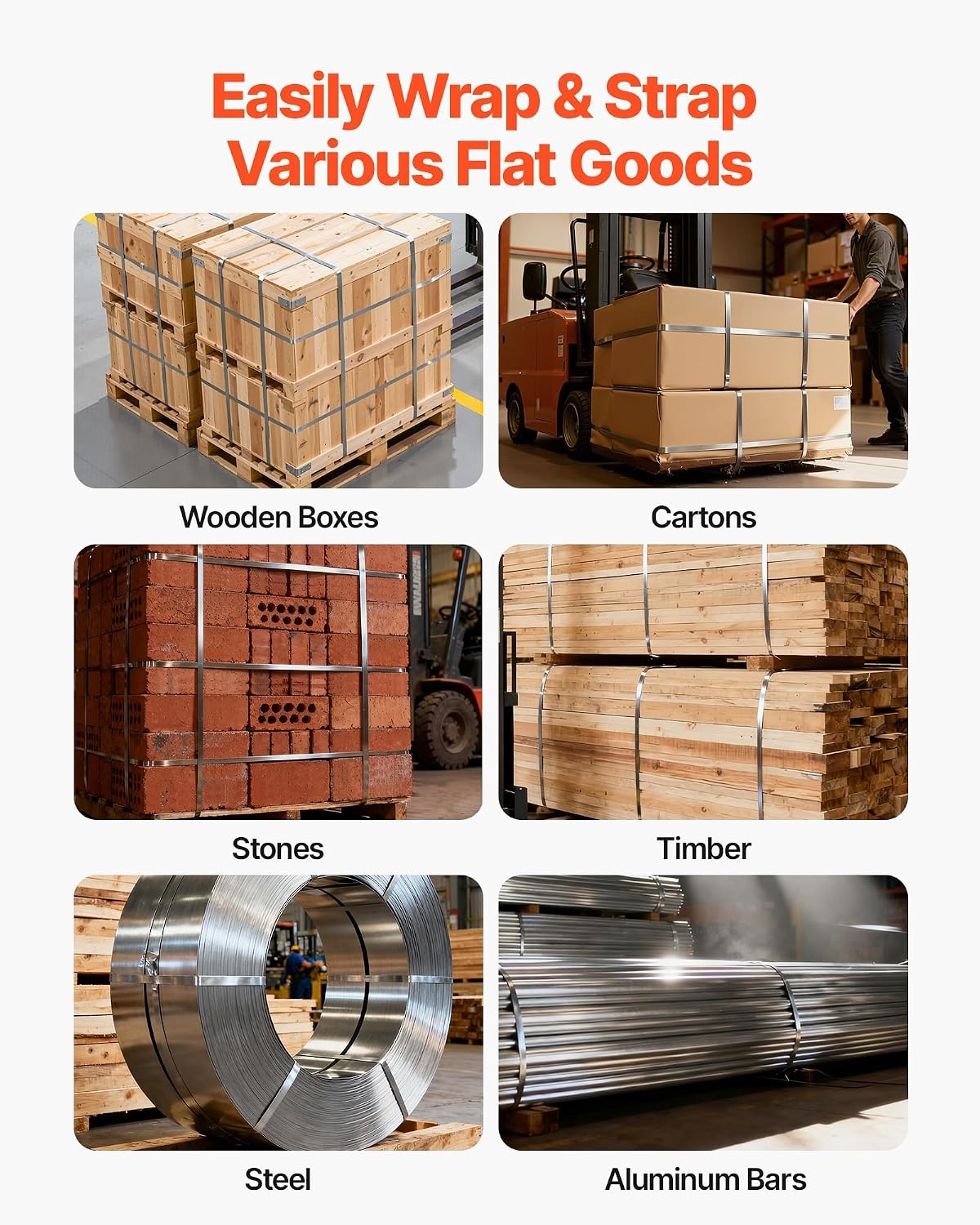 image:imageVEVOR Steel Strapping Coil 34 in x 002 in x 1640 ft Metal Strapping Banding Roll Withstands Harsh Environment 1700 lbs Break Strength Heavy Duty Banding Pallet Strap Coil for Pallet Packing161 x 129 x 81 in