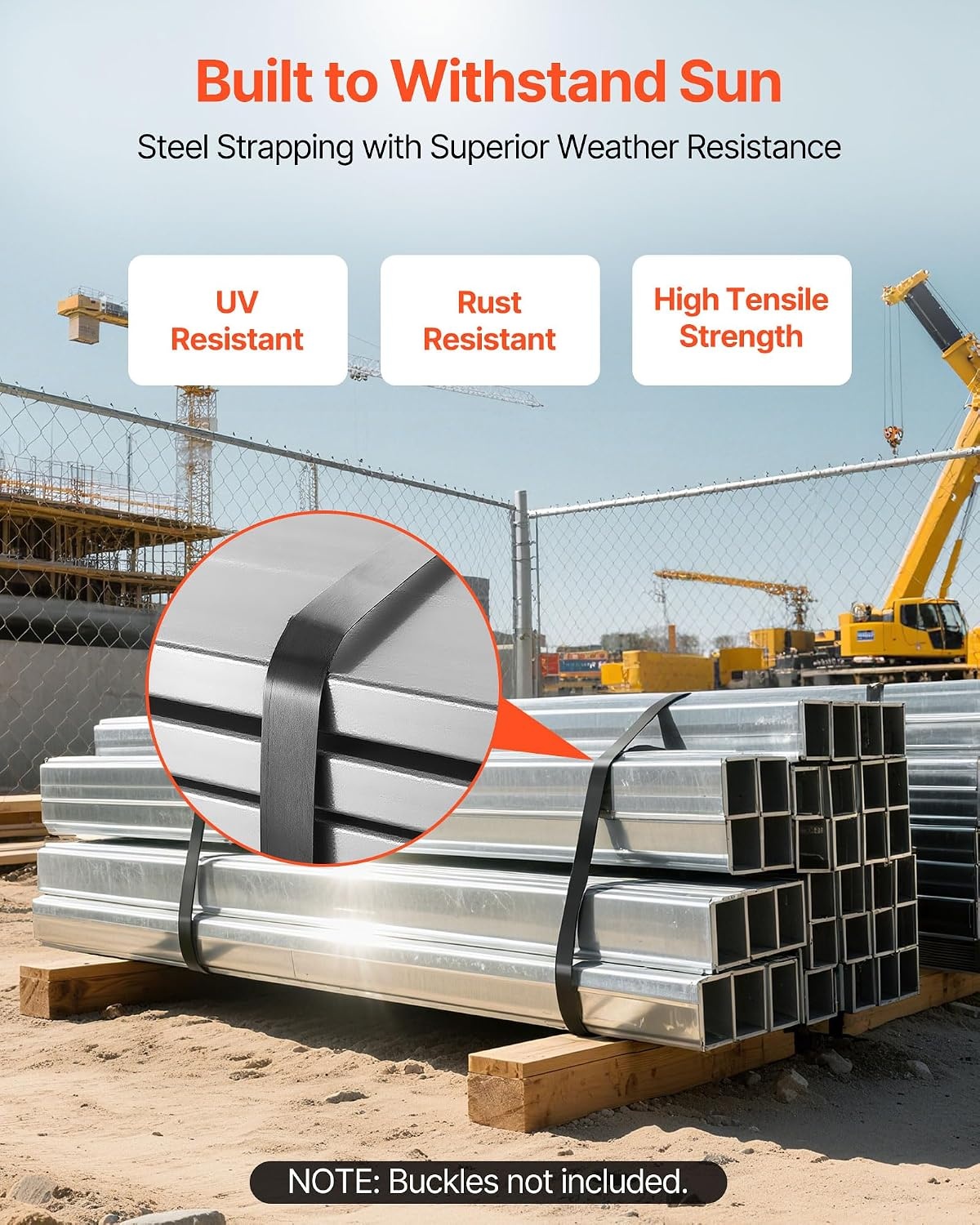 image:imageVEVOR Steel Strapping Coil 34 in x 002 in x 1640 ft Metal Strapping Banding Roll Withstands Harsh Environment 1700 lbs Break Strength Heavy Duty Banding Pallet Strap Coil for Pallet Packing34W x 300L