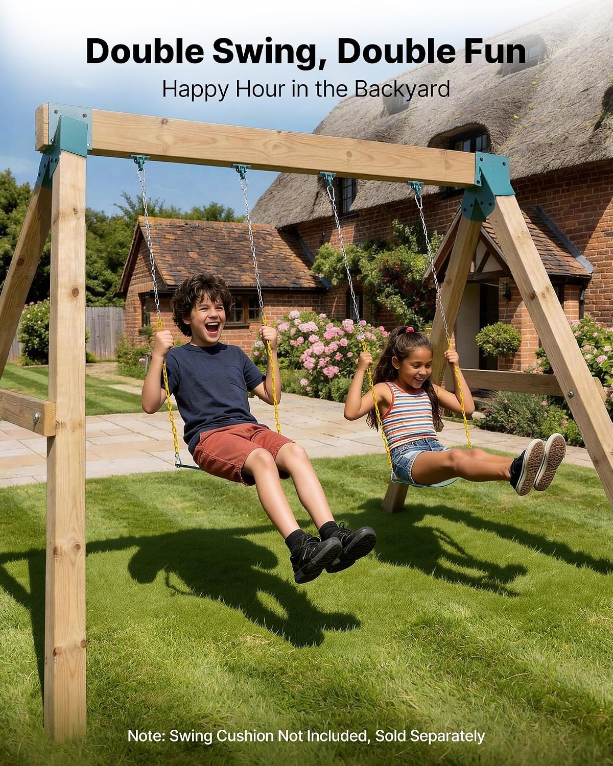 image:imageVEVOR Swing Set Brackets HeavyDuty AFrame Set Hardware with 2 AFrame Swing Brackets amp 4 Hangers Sturdy for Playground Backyard Park Equipment Mounting Parts Outdoor Hardware Included Green