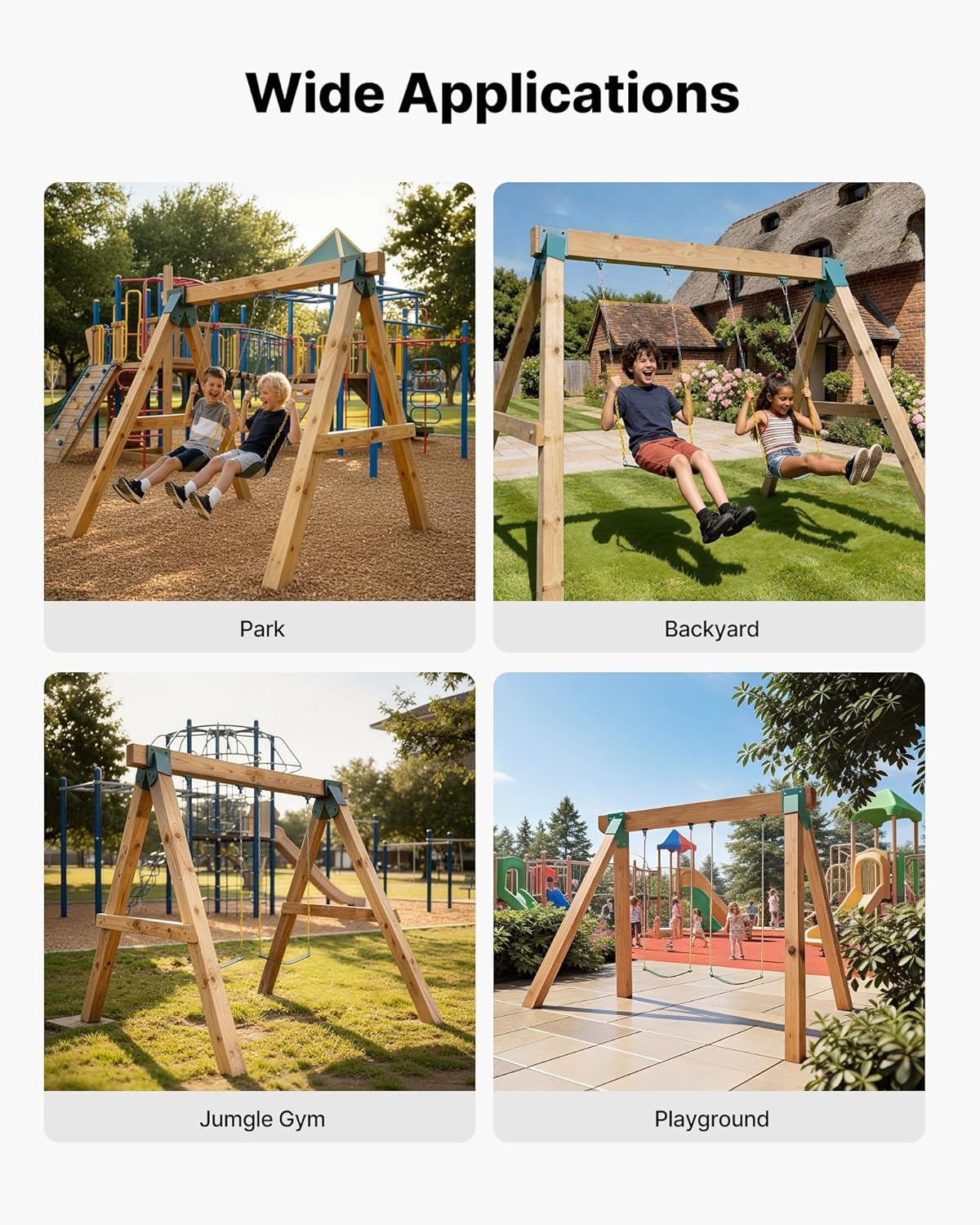 image:imageVEVOR Swing Set Brackets HeavyDuty AFrame Set Hardware with 2 AFrame Swing Brackets amp 4 Hangers Sturdy for Playground Backyard Park Equipment Mounting Parts Outdoor Hardware Included Green