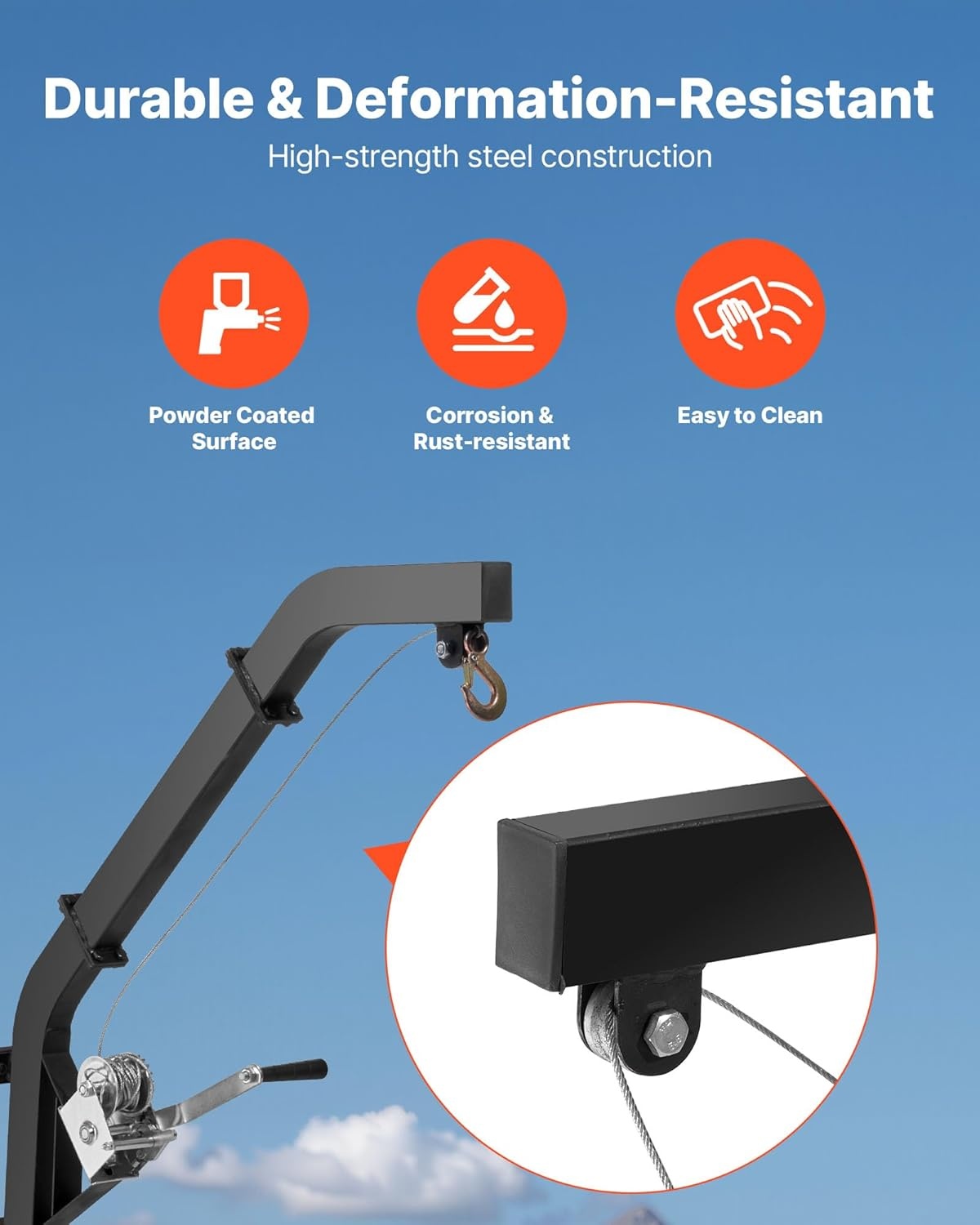 image:imageVEVOR Tree Mounted Deer Hoist 353 lbs Load Capacity Hunting Game Hoist Winch Lift with Ratchet Strap Heavy Duty Deer Hanger for Skinning Cleaning Hanging Feed and Field Dressing Black353 lbs