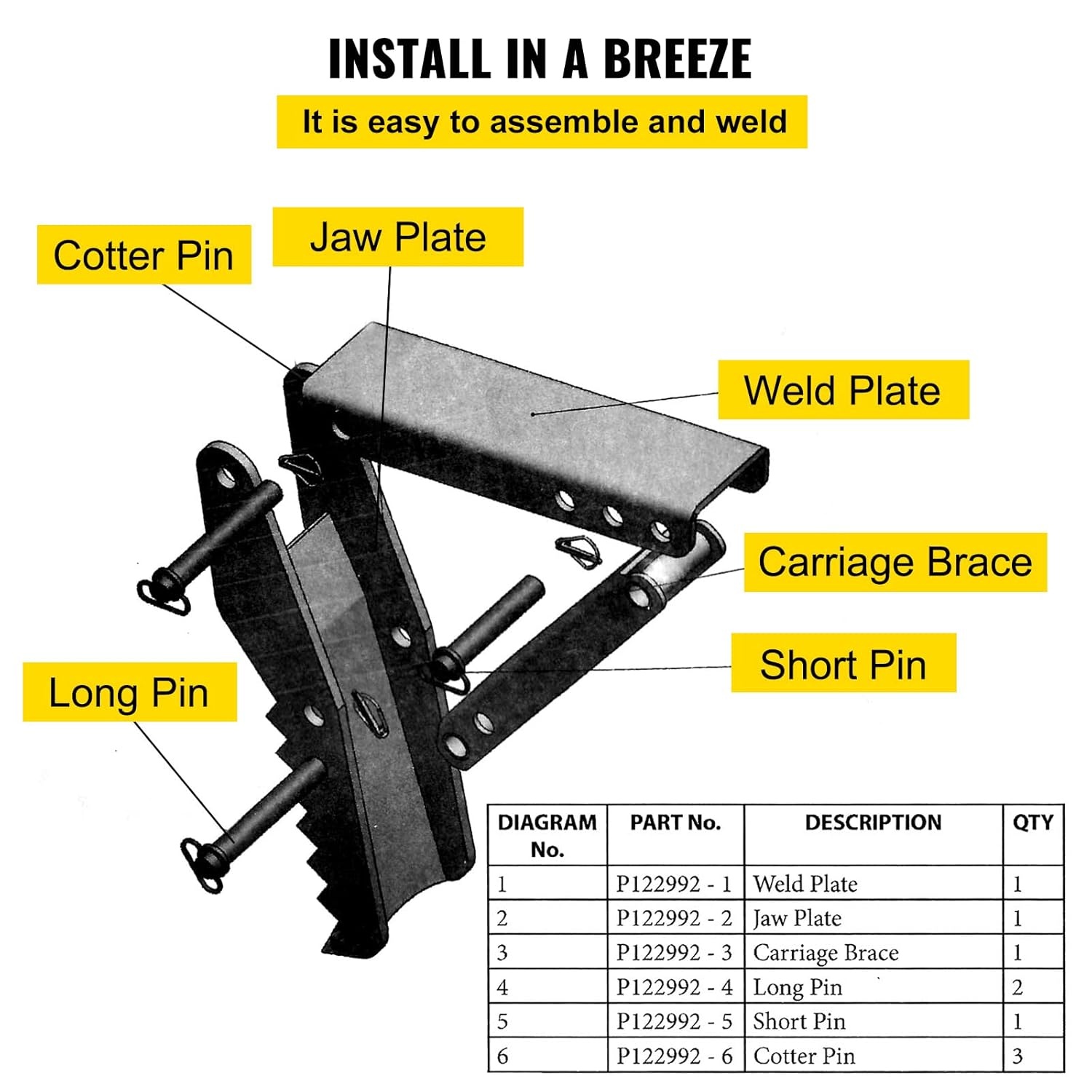 image:imageVevor 18 Hydraulic Backhoe Thumb 12 Thickness Heavy Duty Excavator Thumb Black Steel Weld On Thumb Attachments with Hydraulic Cylinder Mechanical Hydraulic Thumb for BackhoeExcavator18inch