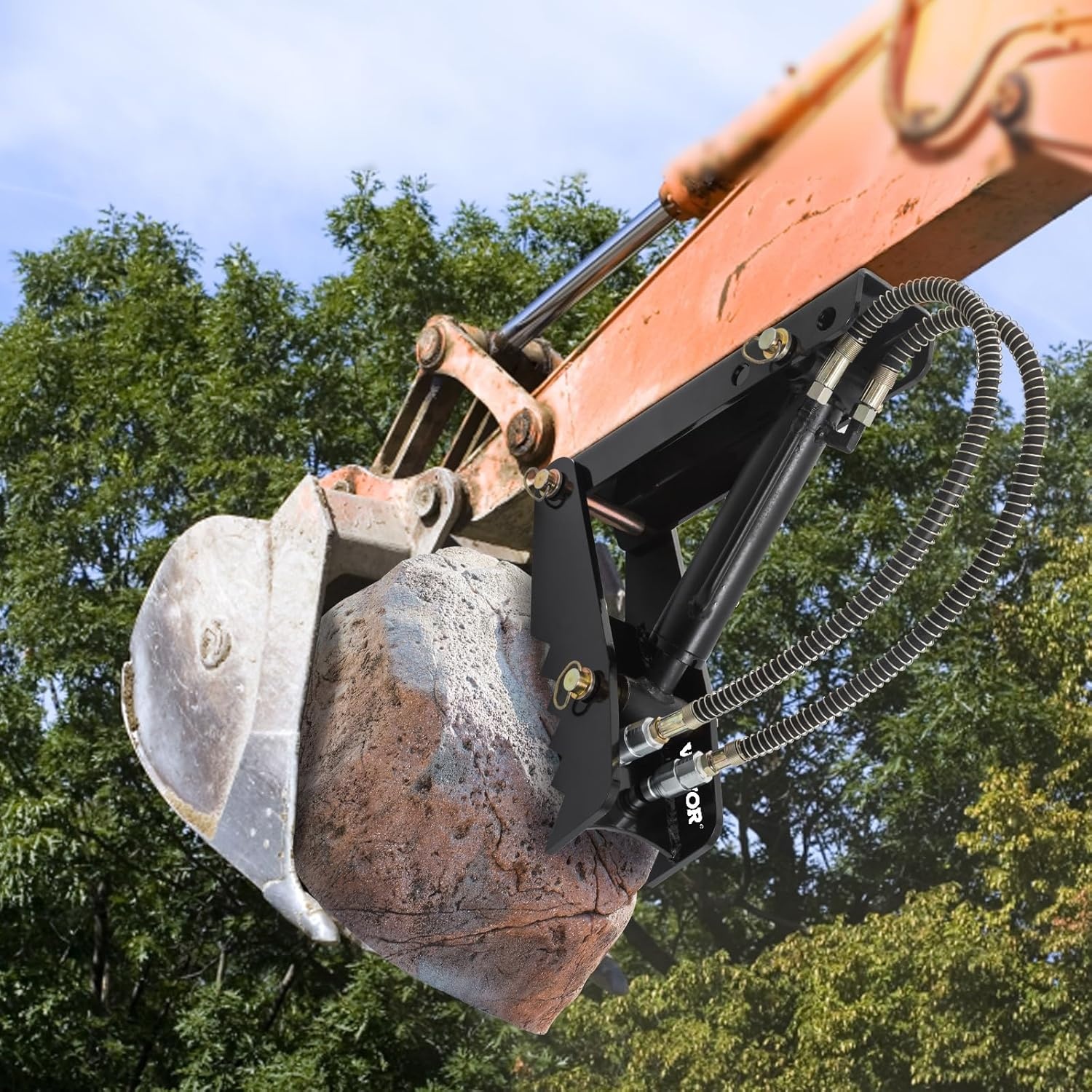 image:imageVevor 18 Hydraulic Backhoe Thumb 12 Thickness Heavy Duty Excavator Thumb Black Steel Weld On Thumb Attachments with Hydraulic Cylinder Mechanical Hydraulic Thumb for BackhoeExcavator18inch