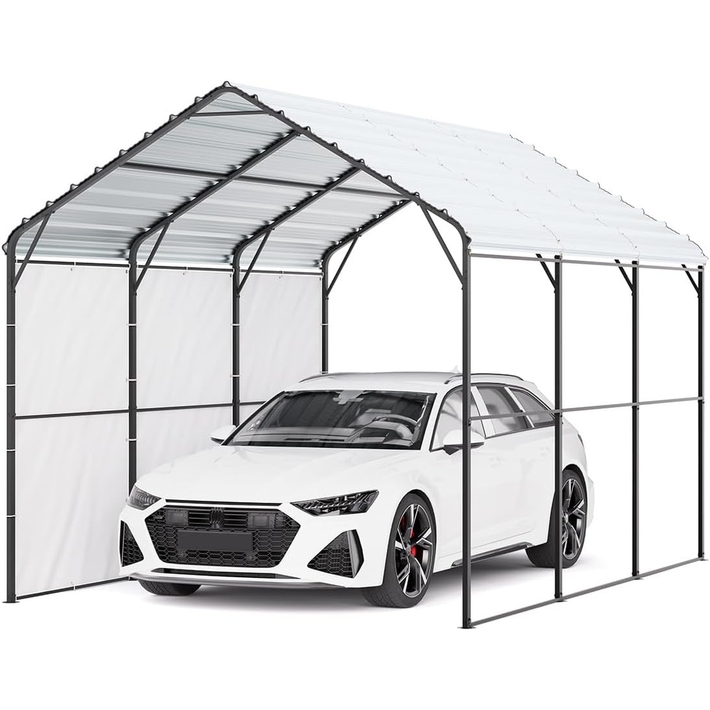 image:imageVEVOR 10 x 15 ft Outdoor Storage Shed Tent with HeavyDuty Steel Frame 2 RollUp Doors amp Air Vents Waterproof Portable Garage Carport Shelter for Motorcycle Lawn Mower Garden Tools BeigeWhite