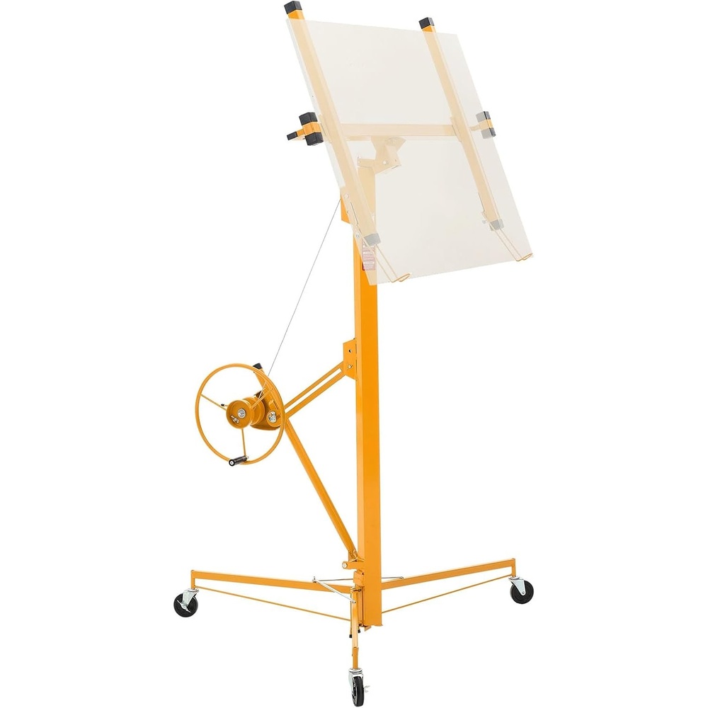 image:imageVEVOR 16ft Drywall Lift HeavyDuty 150 lbs Sheetrock Hoist with Adjustable Telescoping Arm Lockable Wheels Drywall Lifter Panel Jack Hoist Tools Ideal for Ceiling amp Wall Installation RedYellow