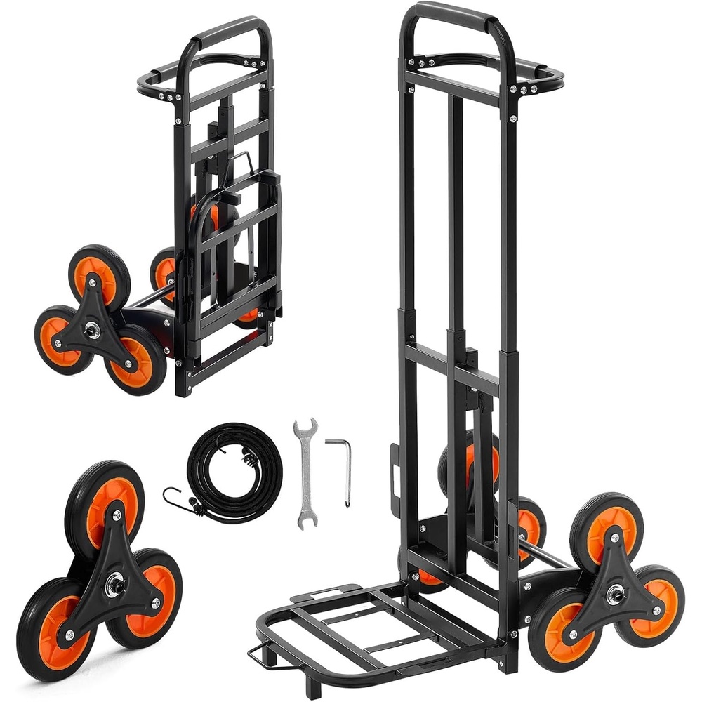 image:imageVEVOR 2 in 1 Aluminum Hand Truck 650 lbs Convertible Hand Truck with 6 Wheels amp Dual Handles Integrated Frame Multipurpose Stair Climber for Home Shopping Moving Warehouse293 x 192 x 440