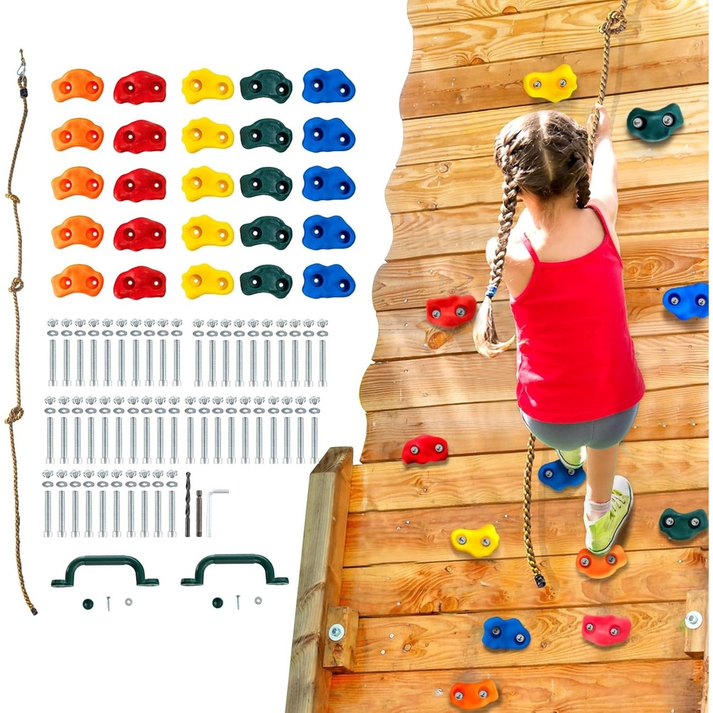 image:imageVEVOR 25 Rock Climbing Holds for Kids and Adults MultiColored Climbing Rock Wall Grips for Indoor and Outdoor Playground Play Set