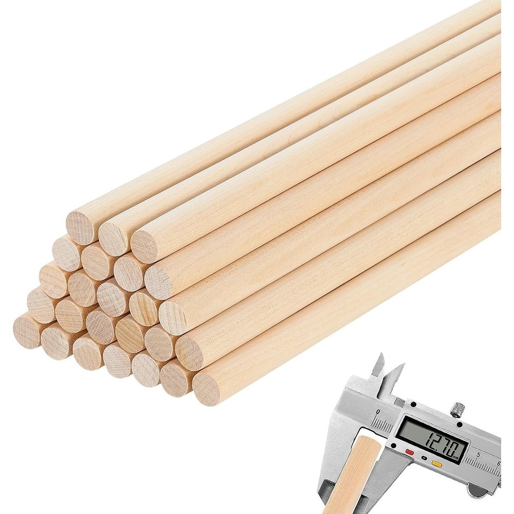 image:imageVEVOR 25Pcs Wooden Dowel Rods 12 x 12 Inch Natural Birch Wood Sticks Dowels Unfinished Hardwood Sticks for Craft and DIY Projects OnePiece Cutting amp Smooth Surface amp Easy to Color and Paint