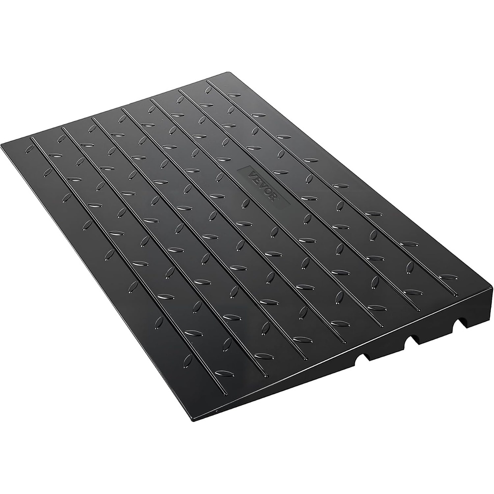 image:imageVEVOR 3 Rise Rubber Threshold Ramp 3 Channels Cord Cover Door Ramp NoSlip Surface 2200 Lbs Load Capacity Rubber Ramp for for Home Doorways Driveways Curb Home Steps 418 L x 24 W x 3 H 53lbs  for Doorways Wheelchair and Scooter 2200 lbs Rated Load Capacity NonSlip Angled Door Entry Durable Rubber construction418 L x 24 W x 3 H