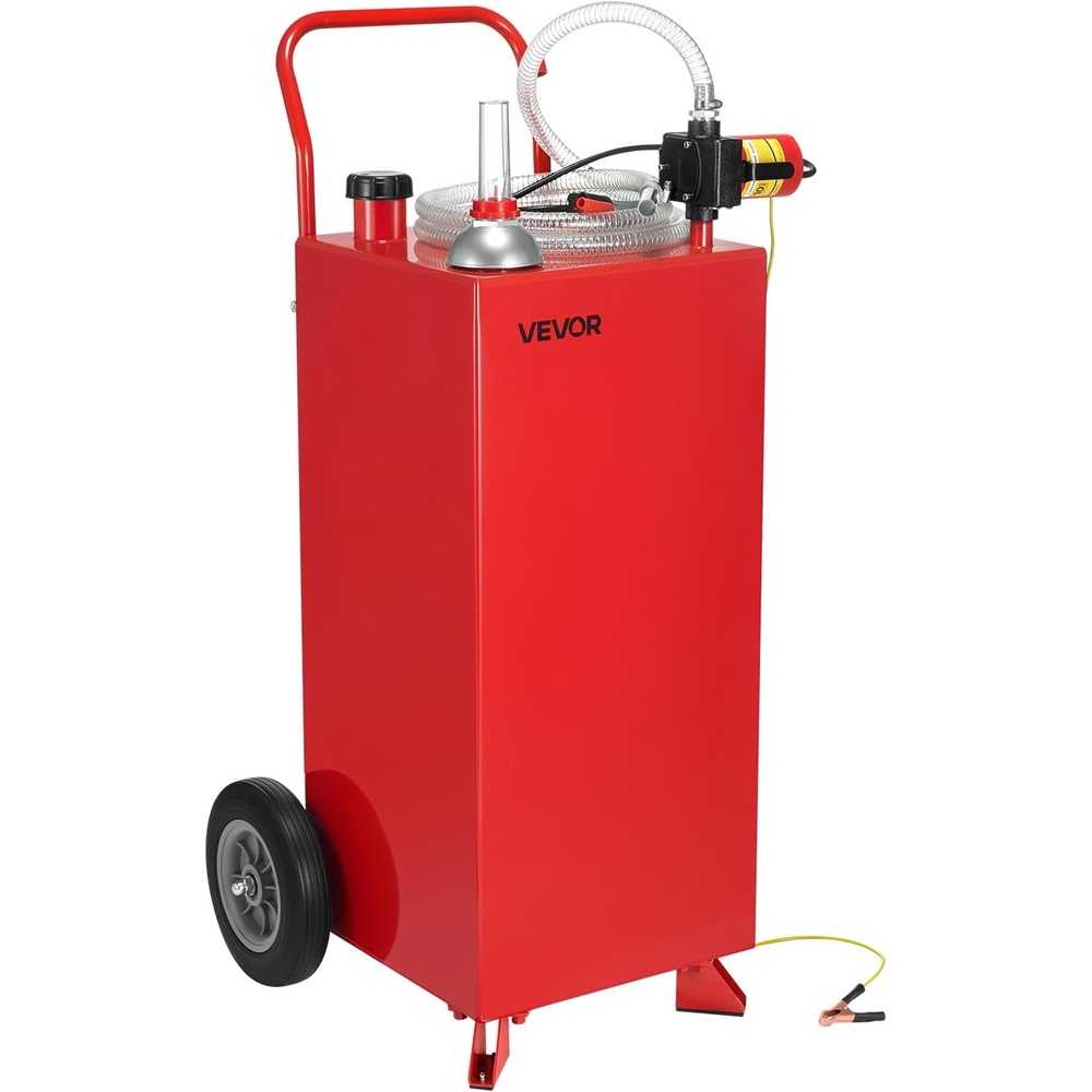 image:imageVEVOR 30 Gallon Fuel Caddy Gas Storage Tank amp 4 Wheels with Manual Transfer Pump Gasoline Diesel Fuel Container for Cars Lawn Mowers ATVs Boats More YellowElectric Red