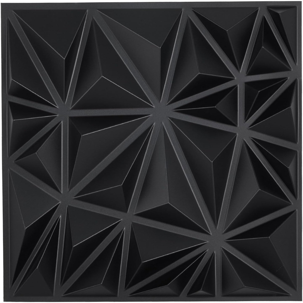 image:imageVEVOR 3D Wall Panels 33Pack 1181 x 1181 in PVC Modern Art Minimalist Diamond Tiles 32 SqFt Coverage Accent Wall Panel Interior Home Decor for Ceiling Bedroom Living amp Gaming Room Matte BlackDiamond  Elegant Black