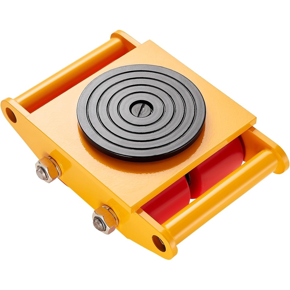 image:imageVEVOR 4Piece Machinery Skate Dolly 26455 Lbs 12T Industrial Machinery Mover Heavy Duty Carbon Steel 360 Rotation NonSlip Cap Yellow1 PackPU Wheels
