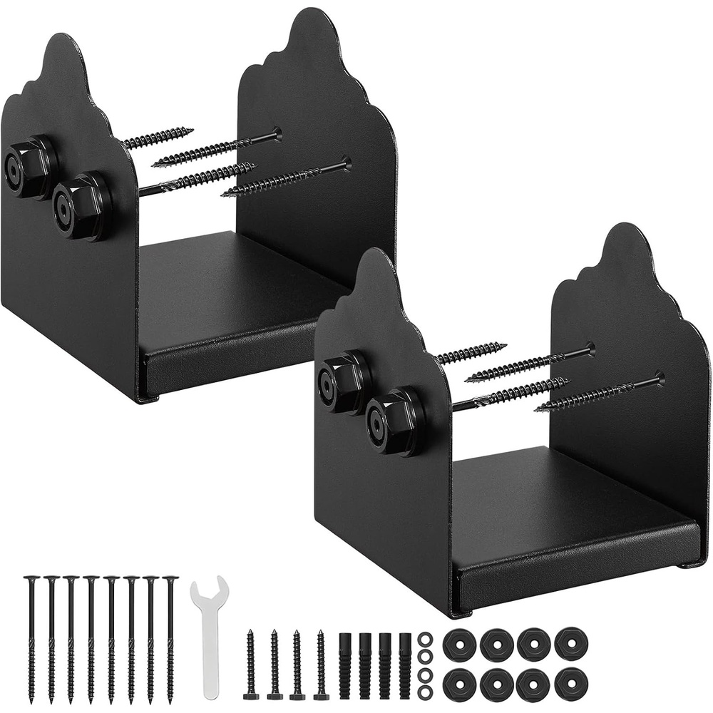 image:imageVEVOR 4x4 Post Base 2 Pcs Post Base Brackets Inner Size 36x36 Heavy Duty PowderCoated Post Anchor Matte Black Wood Post Brackets for Pavilion Deck Railing Support Deck Base Plate6x6 2pc