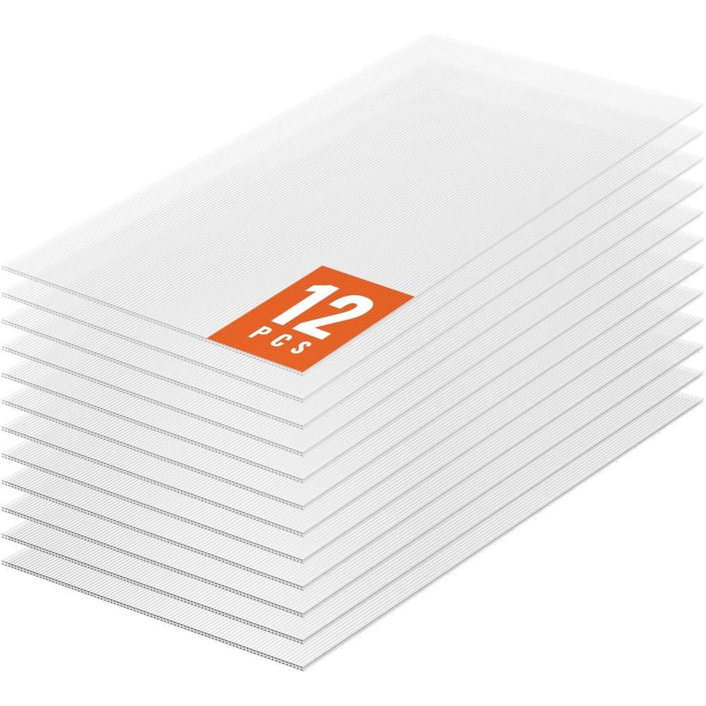 image:imageVEVOR 6 Pack Polycarbonate Greenhouse Panels 396 x 198 x 0157Roof Panels Sheets Waterproof UV Protected Corrugated Plastic Roofing Impact Resistance Clear Roofing Sheets for GreenhouseGarden12PCS  4FT  2FT  024IN
