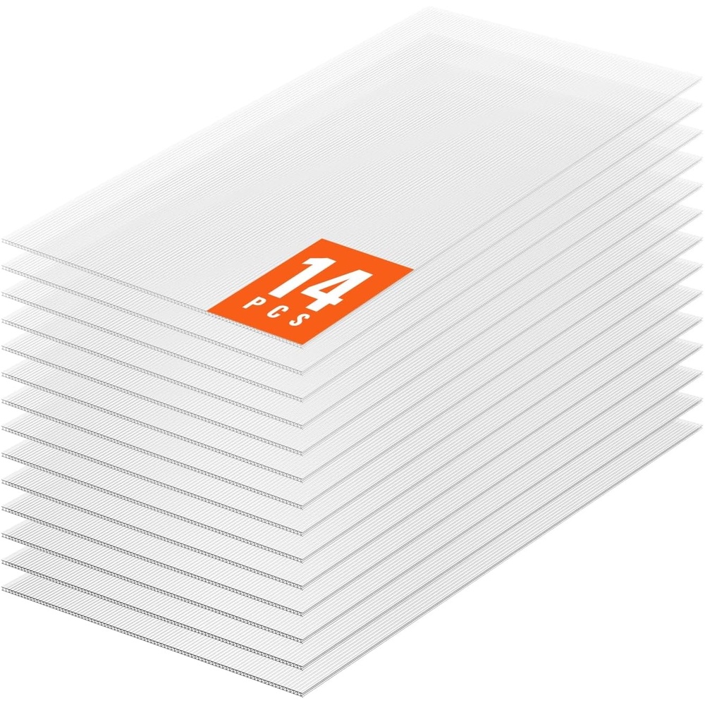 image:imageVEVOR 6 Pack Polycarbonate Greenhouse Panels 396 x 198 x 0157Roof Panels Sheets Waterproof UV Protected Corrugated Plastic Roofing Impact Resistance Clear Roofing Sheets for GreenhouseGarden14PCS  4FT  2FT  032IN