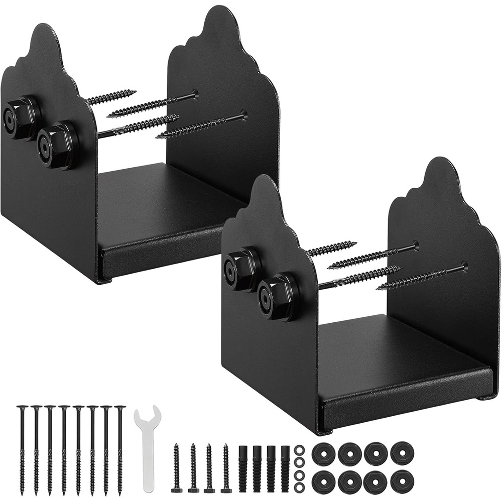 image:imageVEVOR 6x6 Post Base 2 Pcs Inner Size 59x555 inch  150x141 mm Post Brackets Heavy Duty Carbon Steel Decking Posts Wood Posts Brackets for Pavilion Deck Railing Support Deck Base Plate Black6x6 2pc