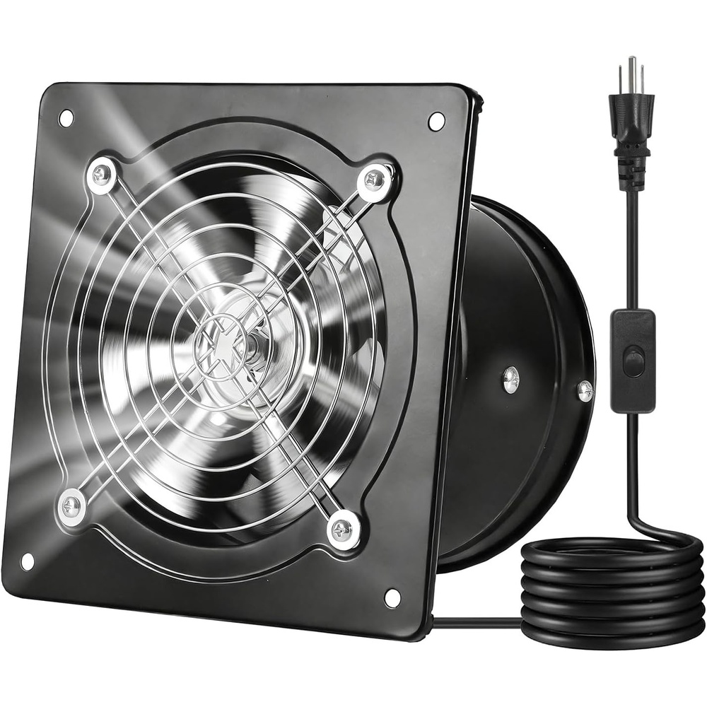 image:imageVEVOR 8 Inch Exhaust Fan 576 CFM High Velocity Wall Mount Vent Fan with OnOff Control Low Consumption Portable Ventilation Extractor for AtticGarageBasementWorkshopKitchen Chicken CoopBlack748 x 748 x 551 in