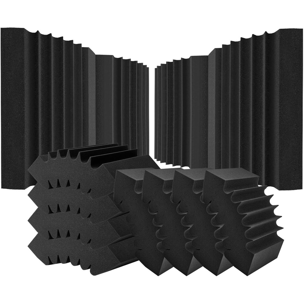 image:imageVEVOR Acoustic Foam Panels 4 Pack 165 x 63 x 12 inches Adhesive High Density Soundproof Wall Panels Acoustic PanelSound Dampening Absorbing Panel for Studio Wall and CeilingBlack