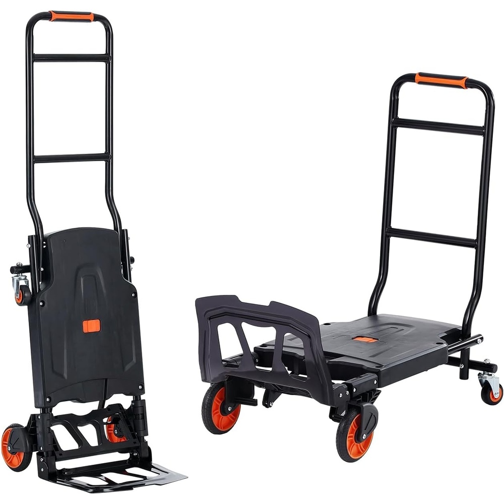 image:imageVEVOR Aluminum Folding Hand Truck 2 in 1 Design 400 lbs Capacity Heavy Duty Industrial Collapsible cart Dolly Cart with Rubber Wheels for Transport and Moving in Warehouse Supermarket Garden Heavy Duty Industrial Collapsible Dolly Cart with Rubber Wheels for Transport and Moving in Warehouse Supermarket Garden300 lbs