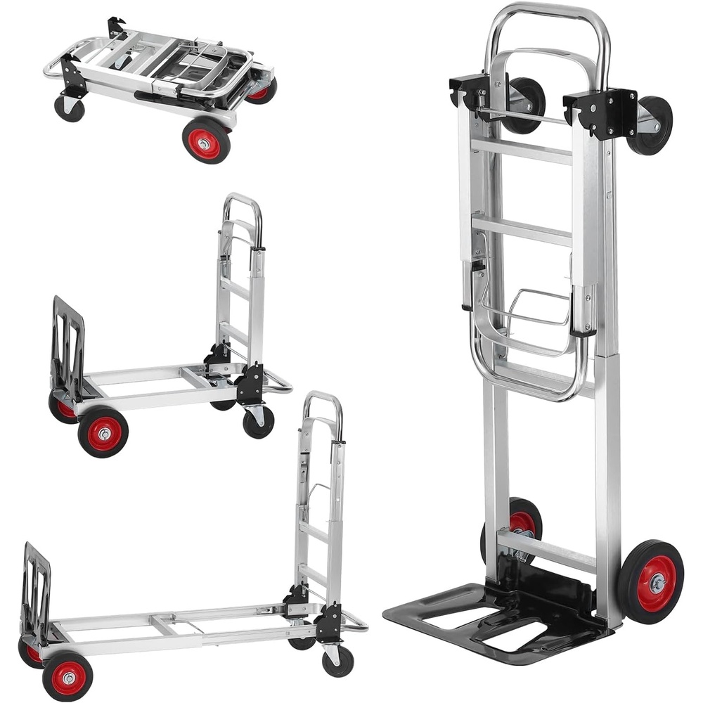 image:imageVEVOR Aluminum Folding Hand Truck 2 in 1 Design 400 lbs Capacity Heavy Duty Industrial Collapsible cart Dolly Cart with Rubber Wheels for Transport and Moving in Warehouse Supermarket Garden Heavy Duty Industrial Collapsible Dolly Cart with Rubber Wheels for Transport and Moving in Warehouse Supermarket Garden400 lbs