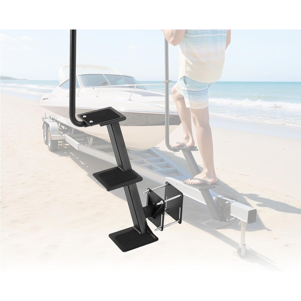 image:imageVEVOR Boat Trailer Steps 3Step HeavyDuty Boat Trailer Steps with Handle NonSlip Surface 3 Mounting Angle Options Carbon Steel Ladder Suitable for 3 x 33 x 54 x 4 Frame Bottom Mounting3Step Side Mount