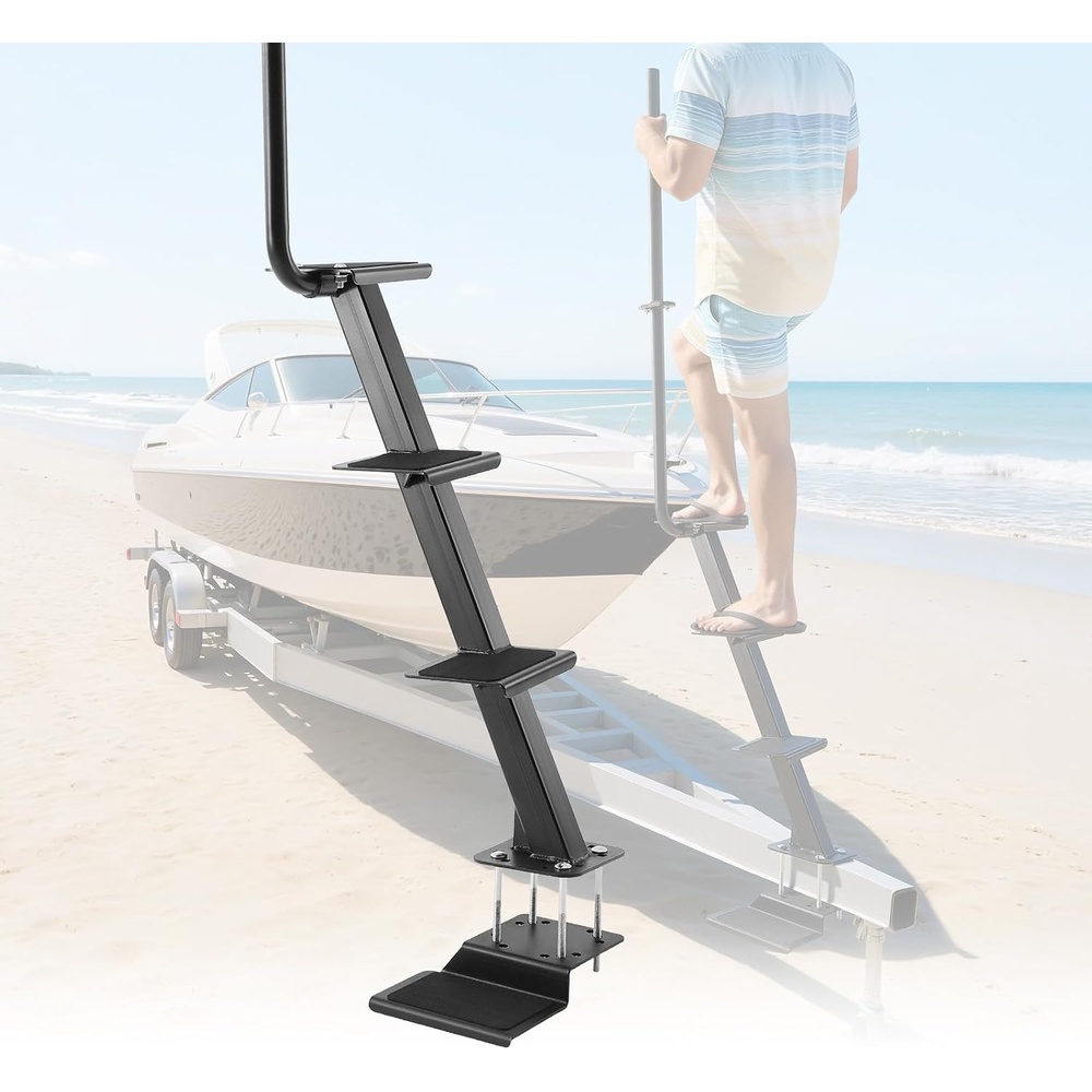 image:imageVEVOR Boat Trailer Steps 3Step HeavyDuty Boat Trailer Steps with Handle NonSlip Surface 3 Mounting Angle Options Carbon Steel Ladder Suitable for 3 x 33 x 54 x 4 Frame Bottom Mounting4Step Bottom Mount
