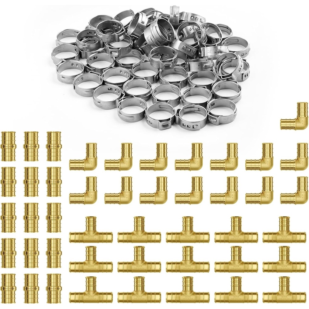 image:imageVEVOR Brass Pipe Fittings ClampstyleElbow34 50PCSCombination