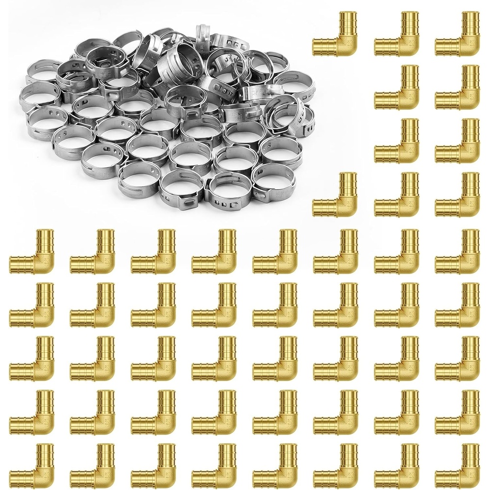 image:imageVEVOR Brass Pipe Fittings ClampstyleElbow34 50PCSElbow