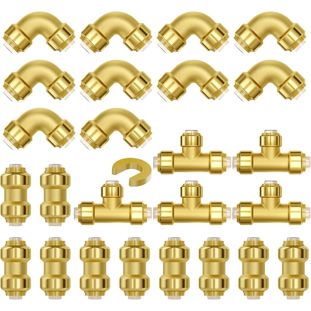 image:imageVEVOR Brass Pipe Fittings PushFitStraightThrough12 12PCSCombination